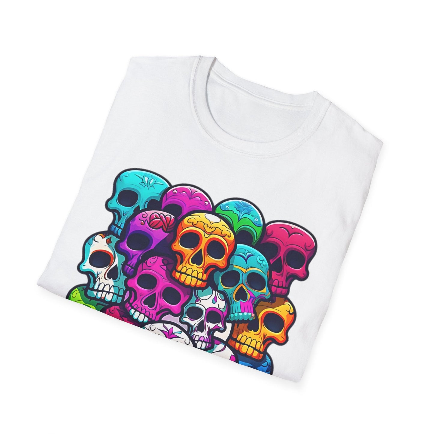 Unisex Skull Tee Shirt With Skeleton Design Gildan Softstyle 64000 100 Percent Ring Spun Cotton