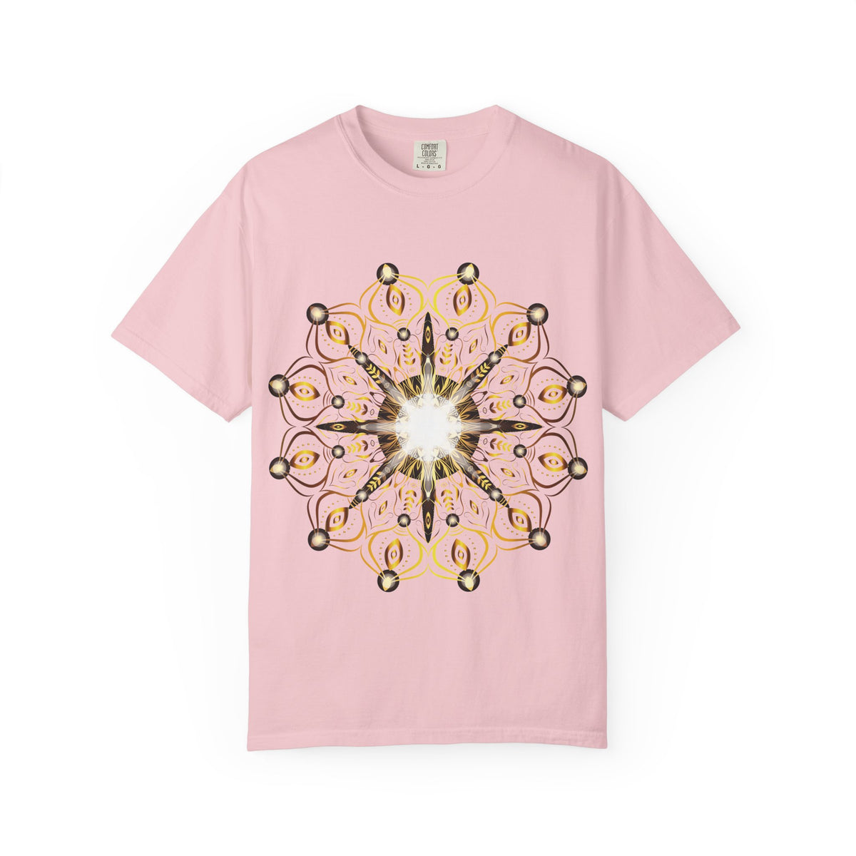 Unisex Garment Dyed Cotton T-Shirt with Mandala Graphic Design