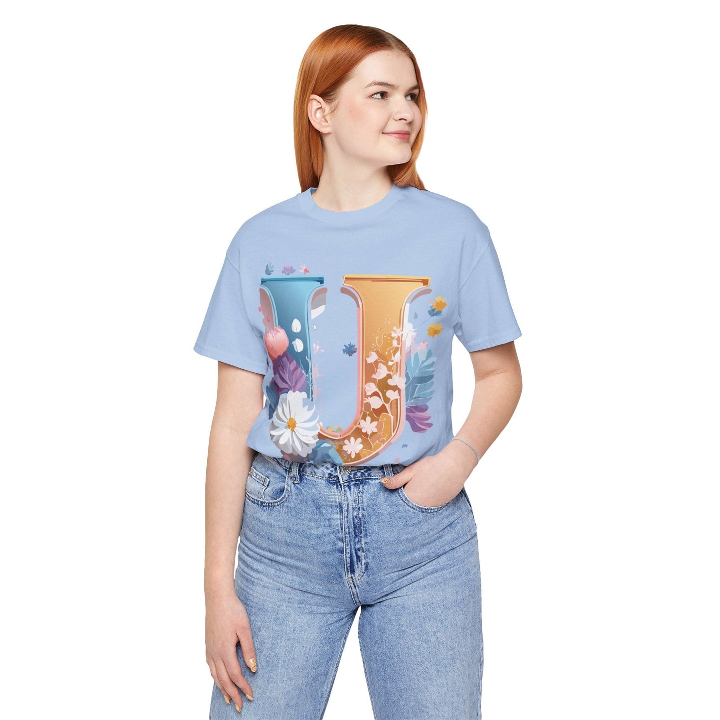 Letter U Shirt Graphic Tee Unisex Vintage Inspired Adelpha Artwork Premium Short Sleeve