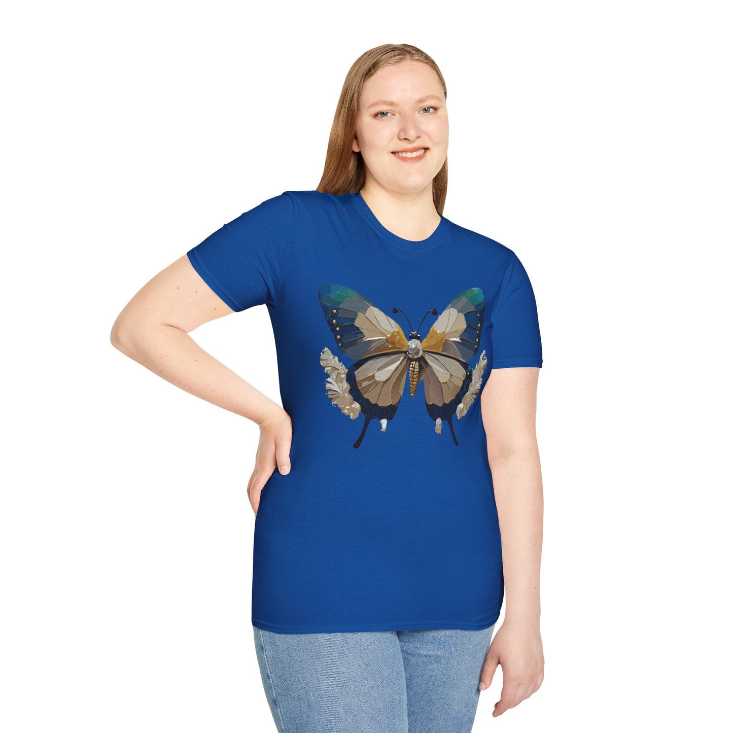 Butterfly Themed Unisex T Shirt With Monarch Design Gildan Softstyle 64000 Premium Ring Spun Cotton