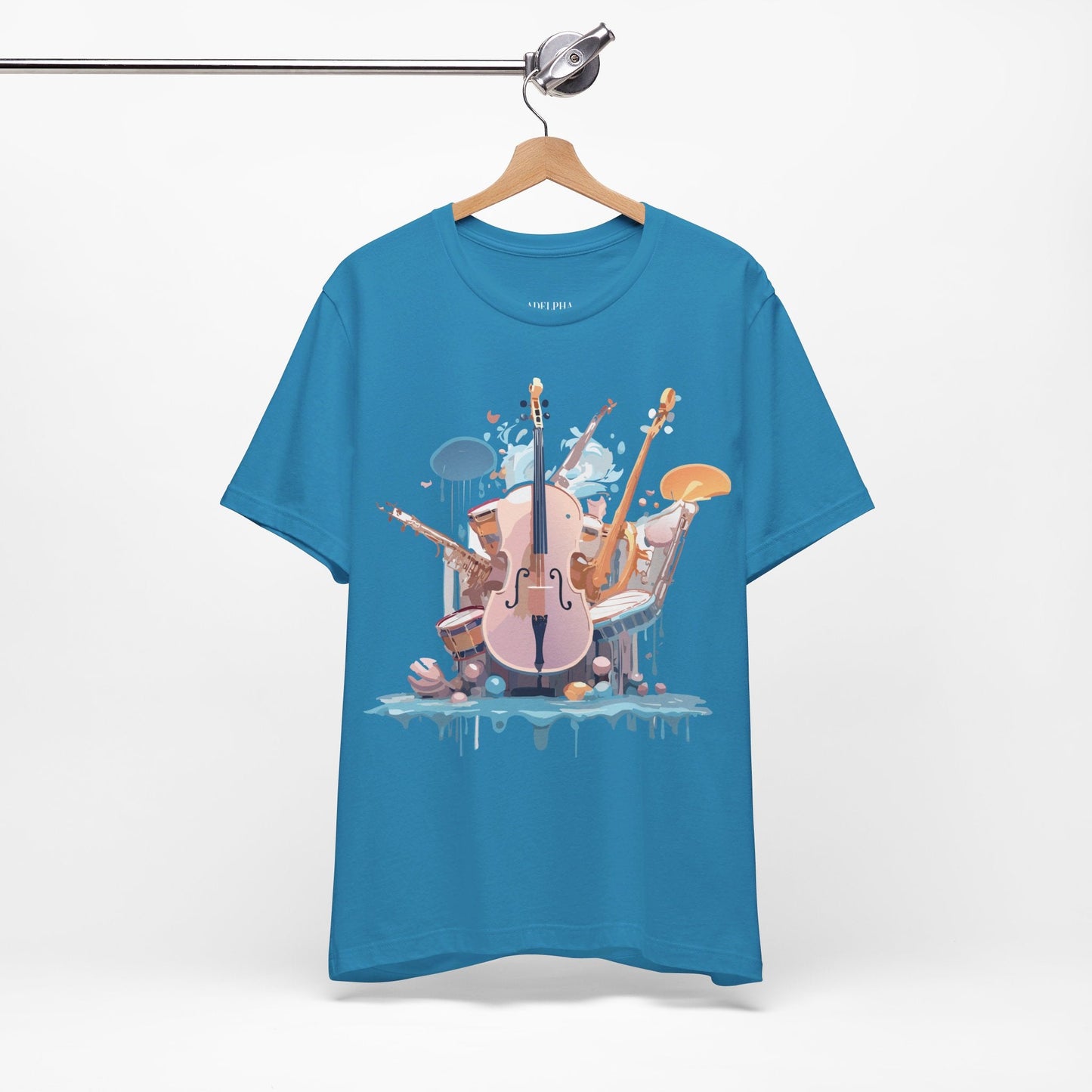 Music Graphic Unisex 100 Cotton Vintage Art with Musical Elements Tee 81