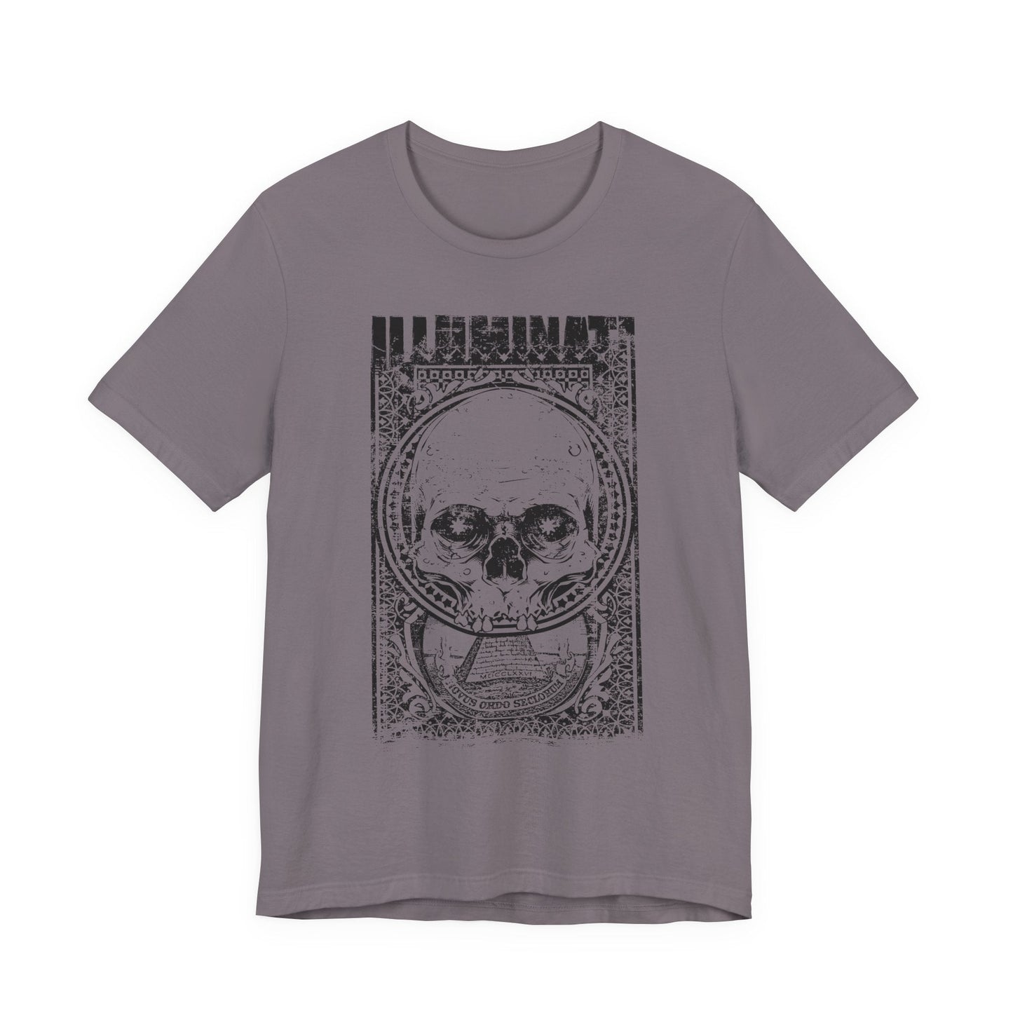 Skull Circle Graphic T-Shirt Vintage Etching Illustration Art Design Tee A-9