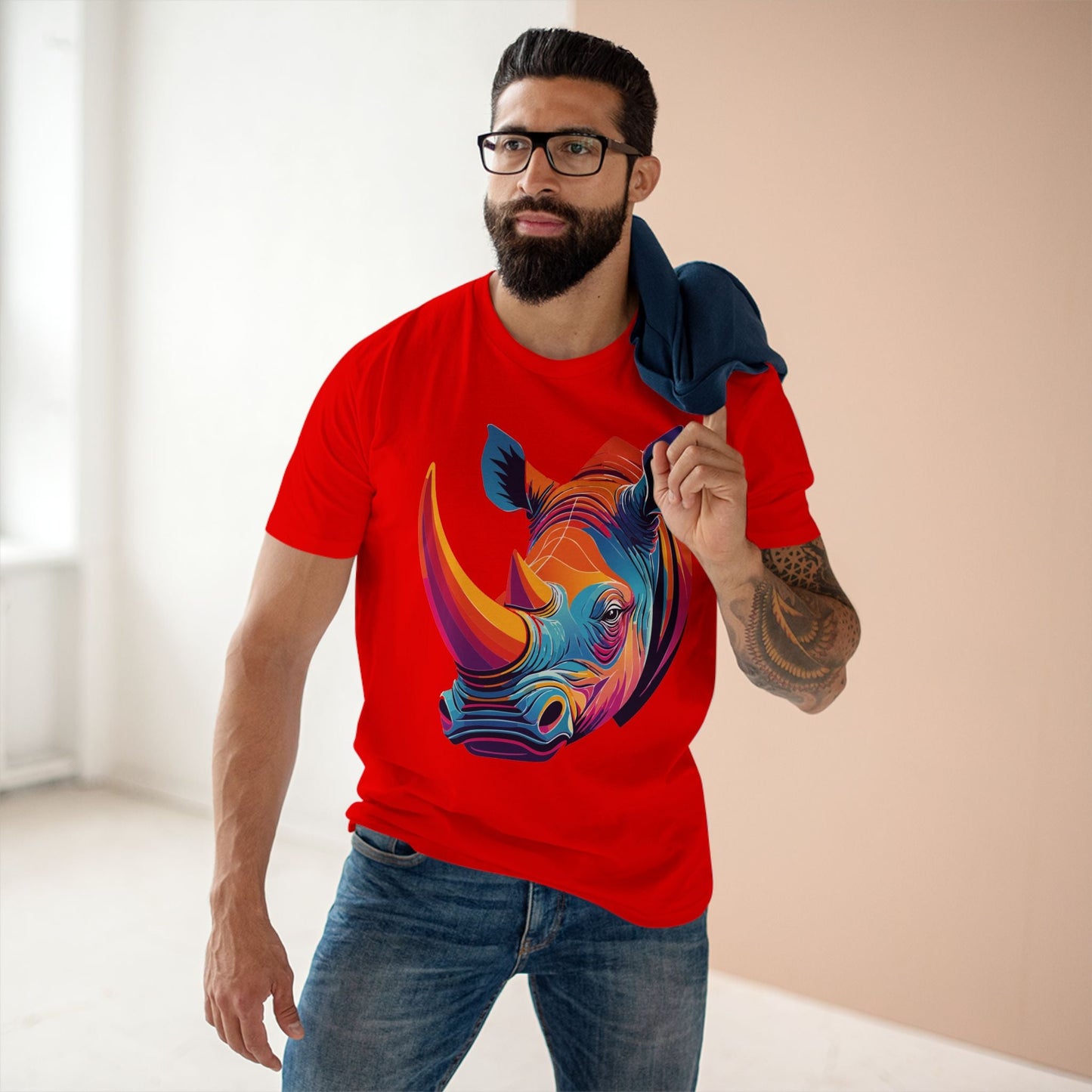Rhino Shirt Unisex Premium Cotton Tee With Original Art Design From Retro2Nova Art Collection For Everyday Comfort