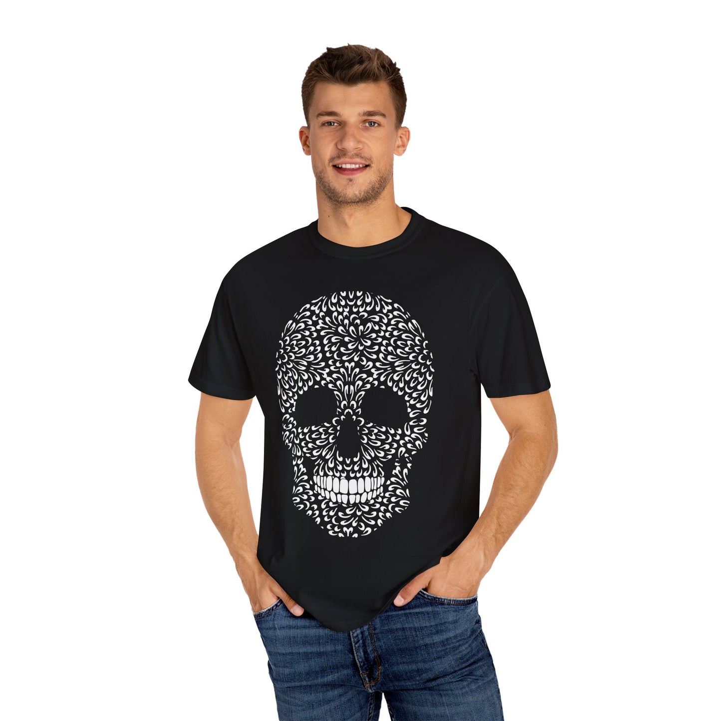 Unisex-T-Shirt aus Baumwolle mit Totenkopf 