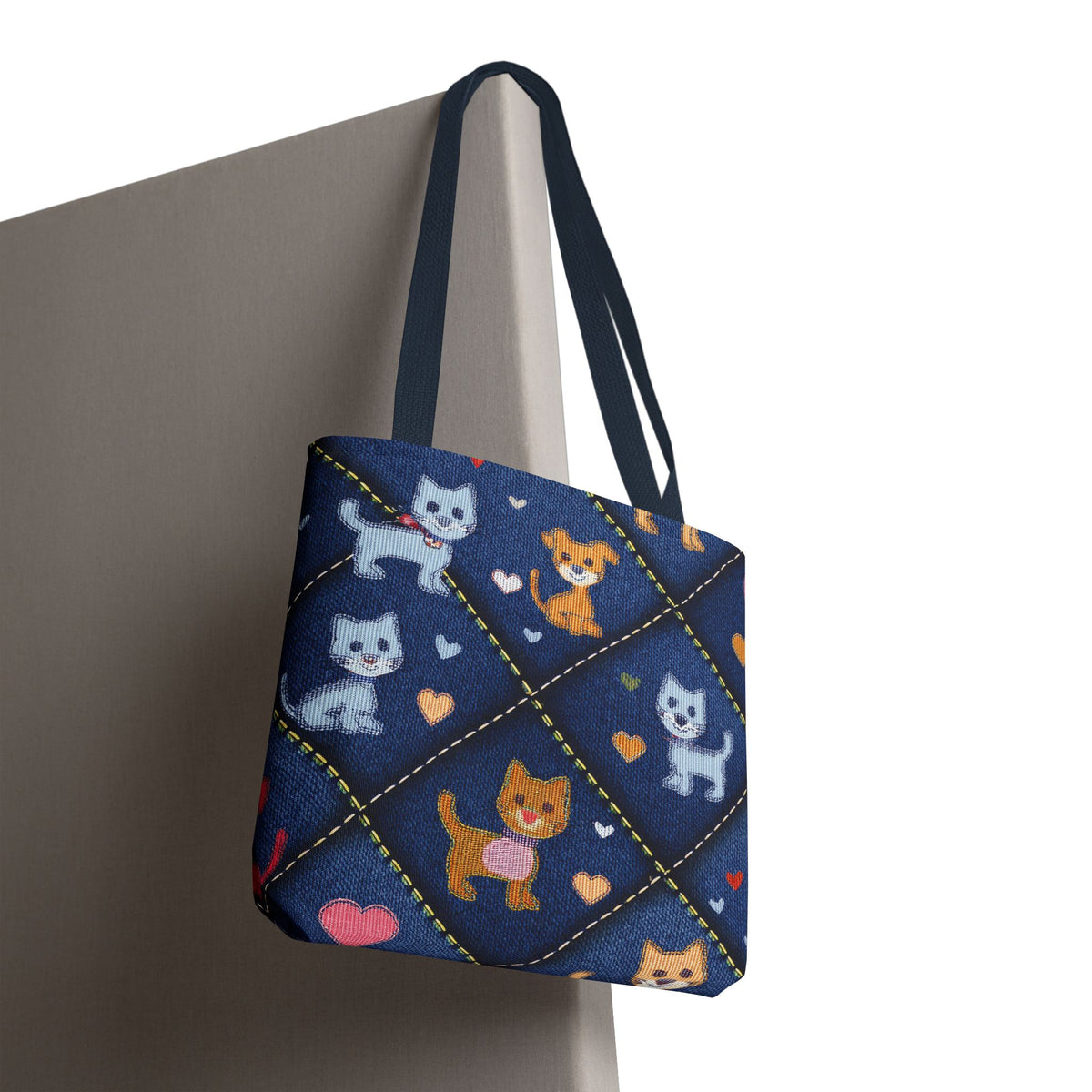 Love Day Graphic Design Denim Fabric Imitation Print Unisex Canvas Bag POLY 3 Sizes Tote Bag 201-2