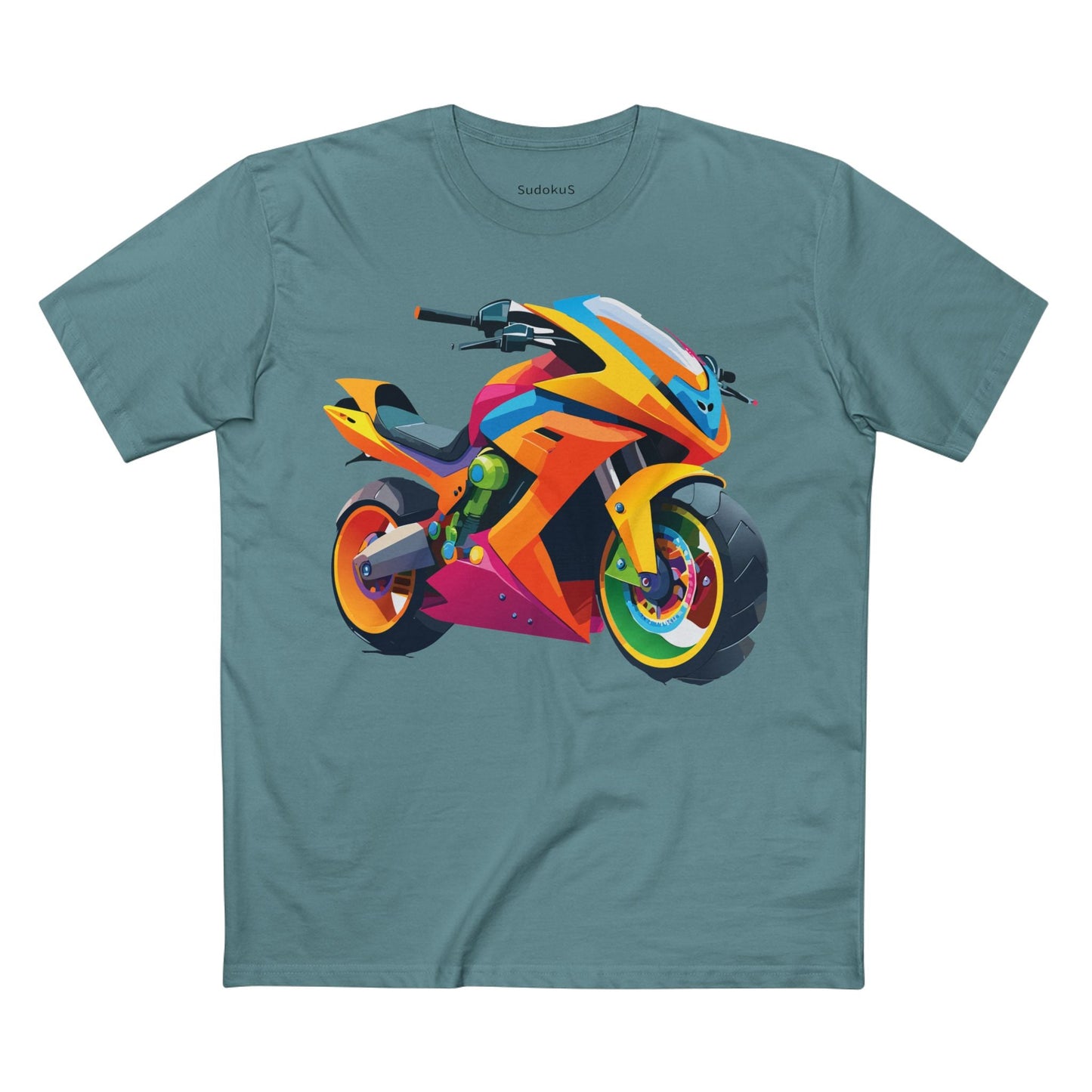 Moto Bike Graphic Unisex 100 Cotton Staple Tee 8