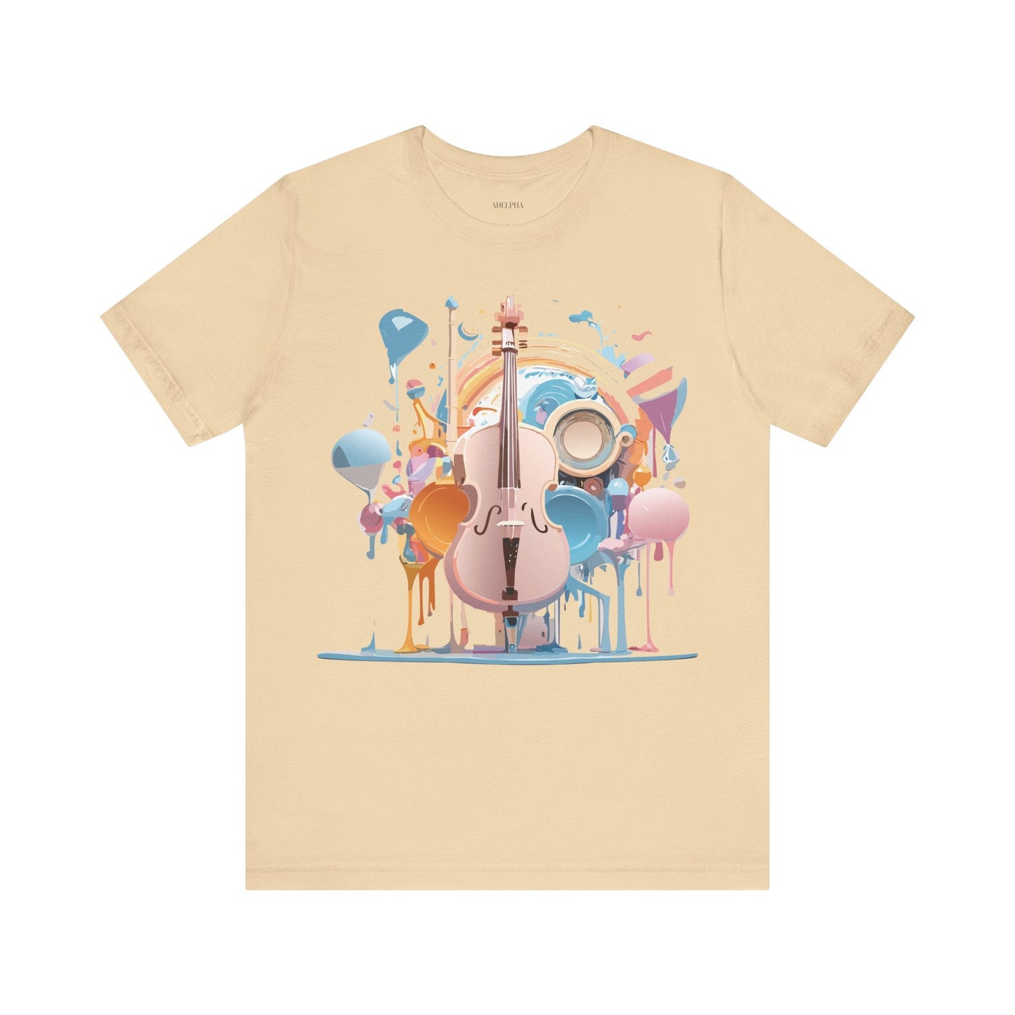 Music Graphic Unisex 100 Cotton Vintage Art with Musical Elements Tee 80