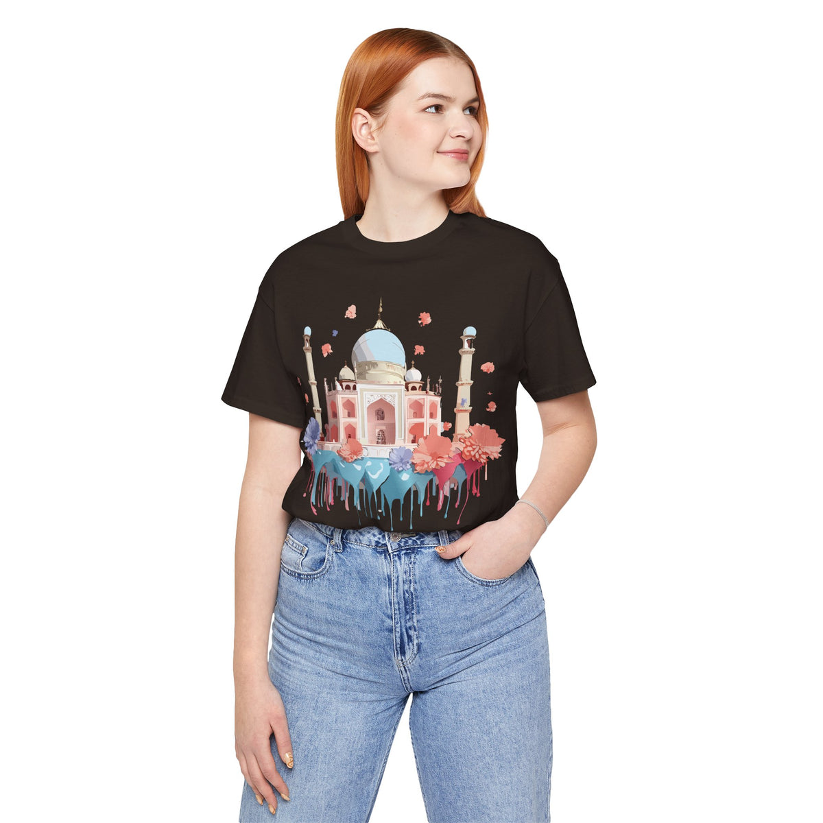 Graphic Unisex Cotton Bella+Canvas Tee Shirt with Taj Mahal