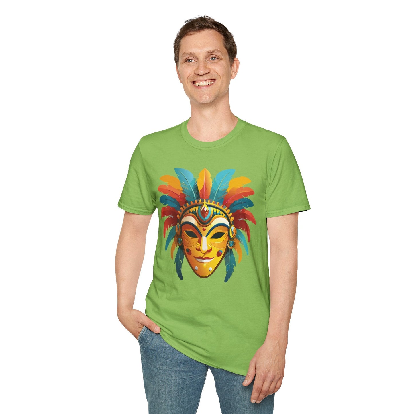 Mask Tee Shirt Unisex Masquerade Design Gildan Softstyle 100 Percent Cotton Tee for Everyday Comfort
