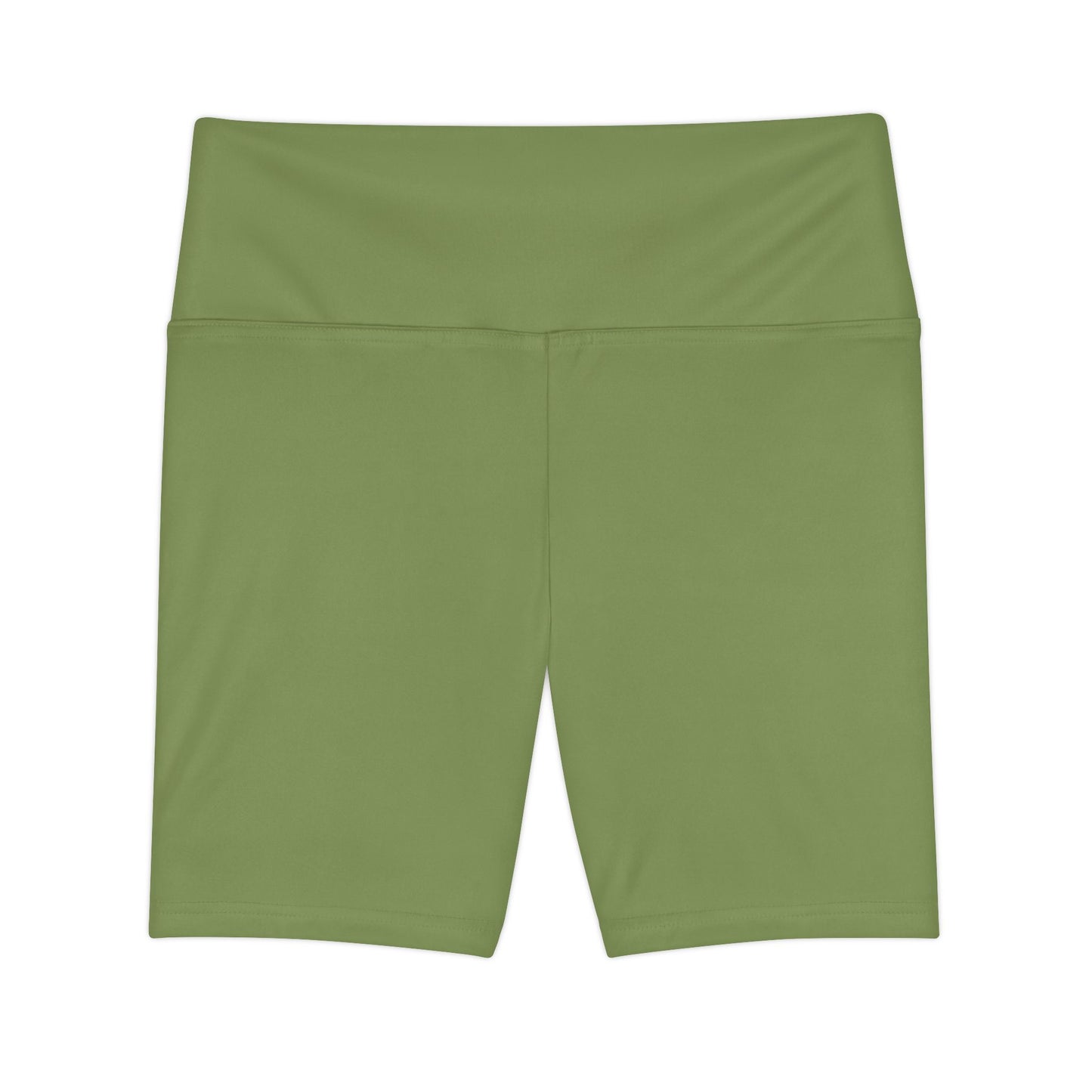 Palm Leaf Green Olive High-Waist Women's Workout Shorts — Comfortable Athletic Bike Shorts