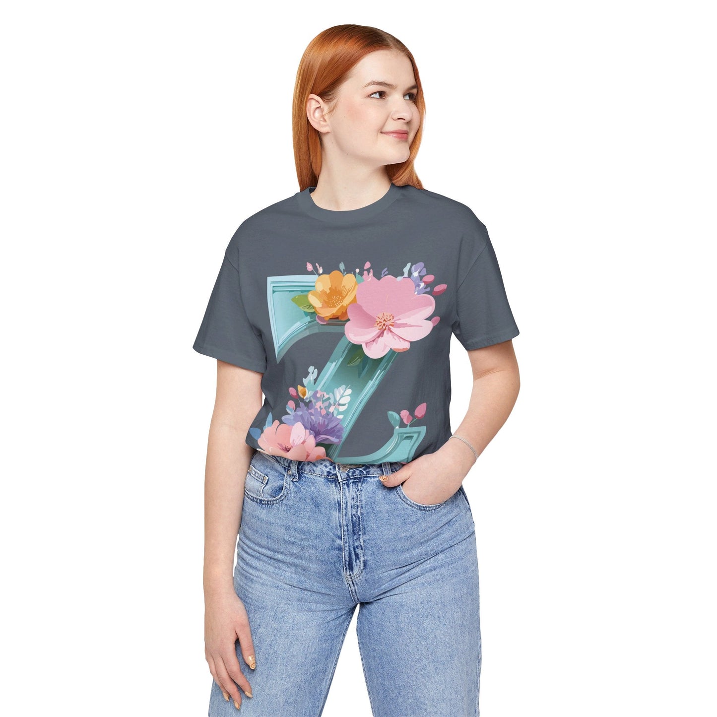 Letter Z Shirt Graphic Tee Unisex Jersey Short Sleeve By Adelpha Vintage Inspired Artwork
