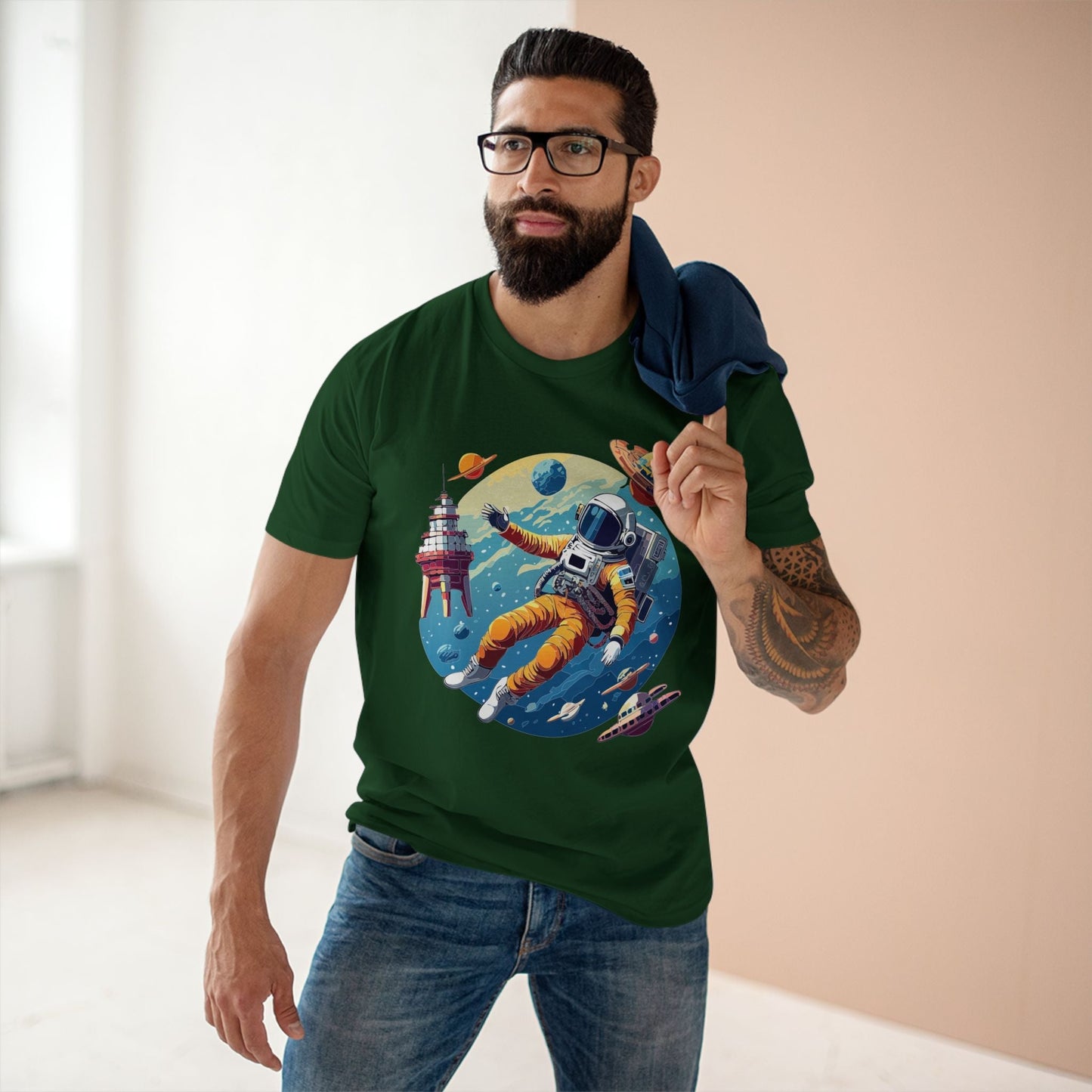 Cosmos Shirt Astronaut Art Unisex Premium Cotton Tee Retro2Nova Original Design Artwork