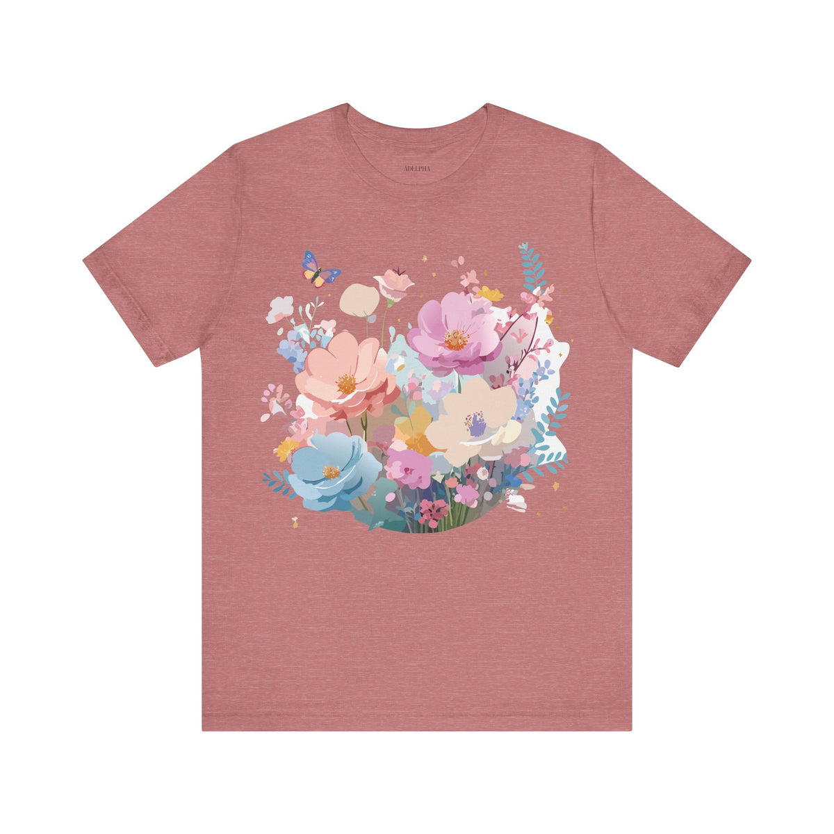 Floral Graphic Unisex Cotton Bella+Canvas Tee with Flowers Art Design n117