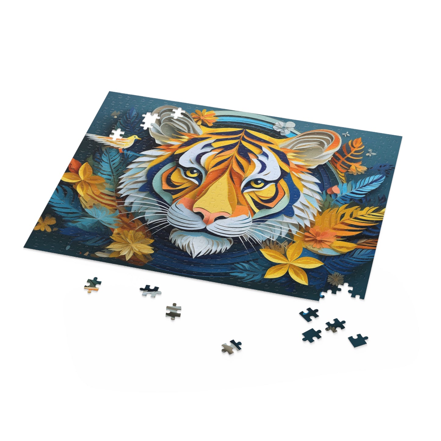 Bright Tiger Face Puzzle 500-Piece  Floral Tiger Puzzle 500-Piece Ages 9+