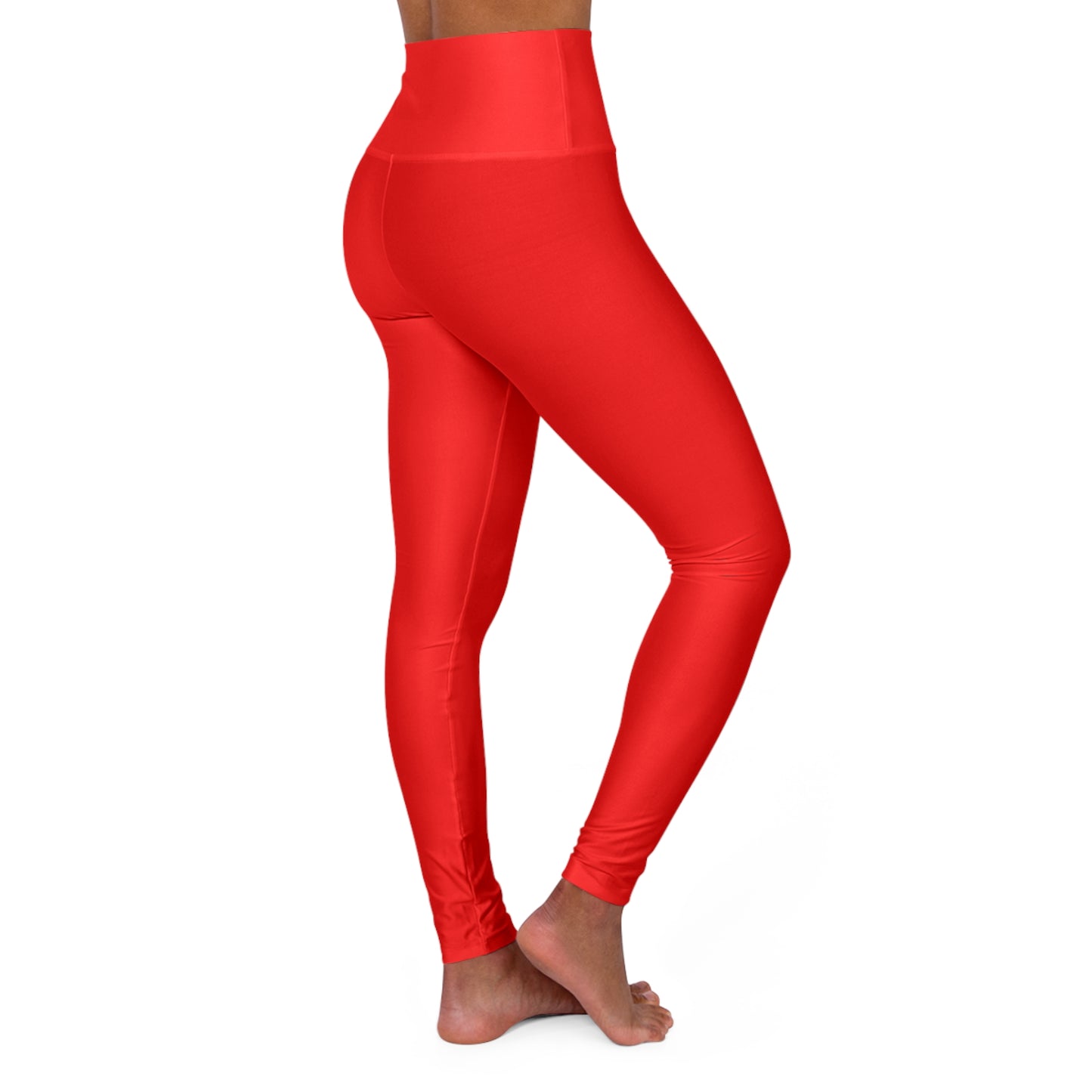 Pure Red Color High-Waist Yoga Leggings Women's Seamless Poly-Span Stretchy Pants XS-2XL