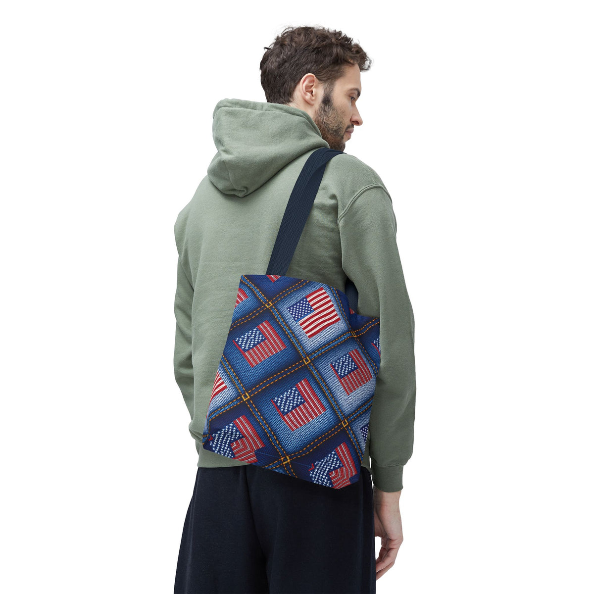 4th of July Graphic Denim Fabric Imitation Print Unisex Canvas Bag Poly Spun 3 Sizes Tote Bag 200-21