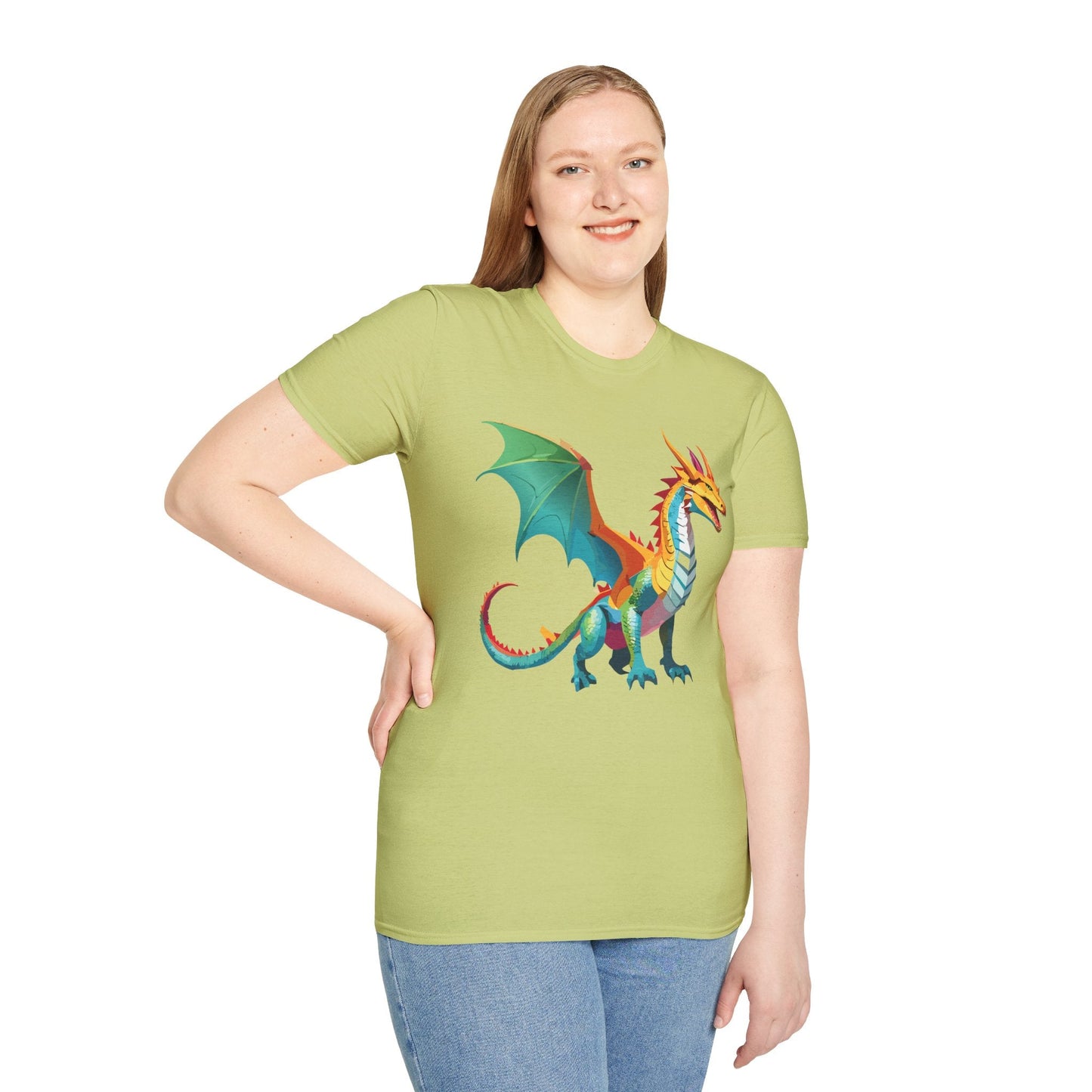 Dragon T Shirt Unisex Animal Design Tee Softstyle Gildan 64000 100 Percent Ring Spun Cotton