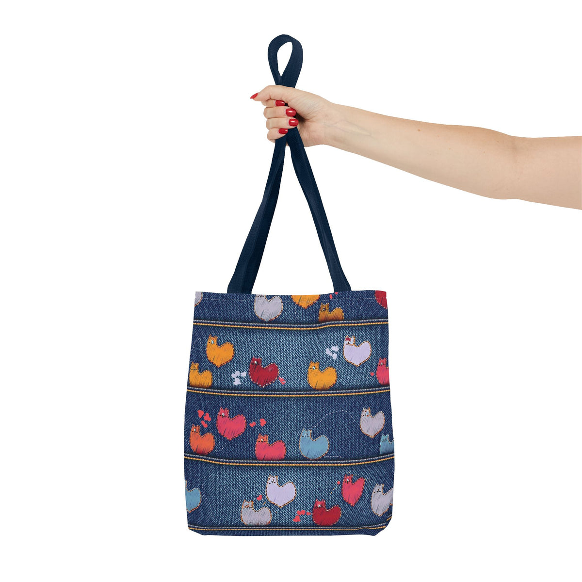 Love Day Graphic Design Denim Fabric Imitation Print Unisex Canvas Bag POLY 3 Sizes Tote Bag 201-9