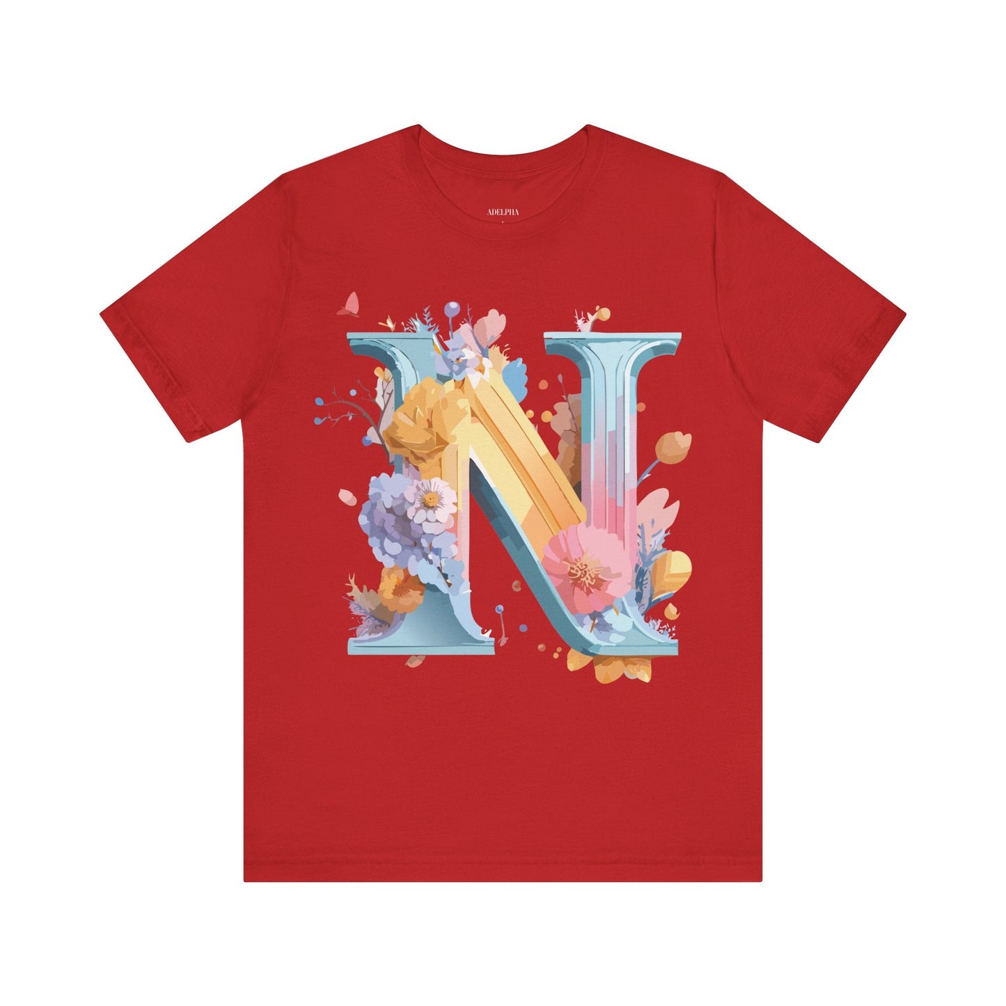 Letter N Shirt Unisex Graphic Tee With Vintage Inspired Artwork By Adelpha Premium Jersey