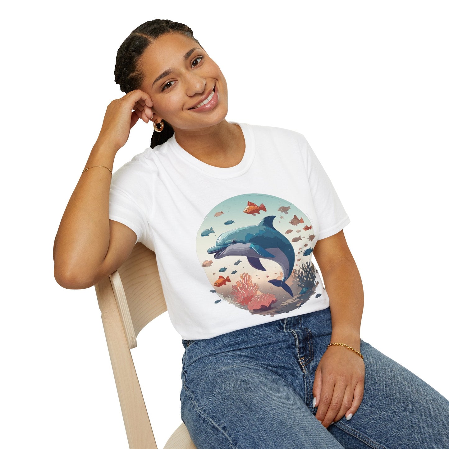 Dolphin Shirt Unisex Softstyle T Shirt Gildan 64000 100 Percent Ring Spun Cotton Lightweight Tee