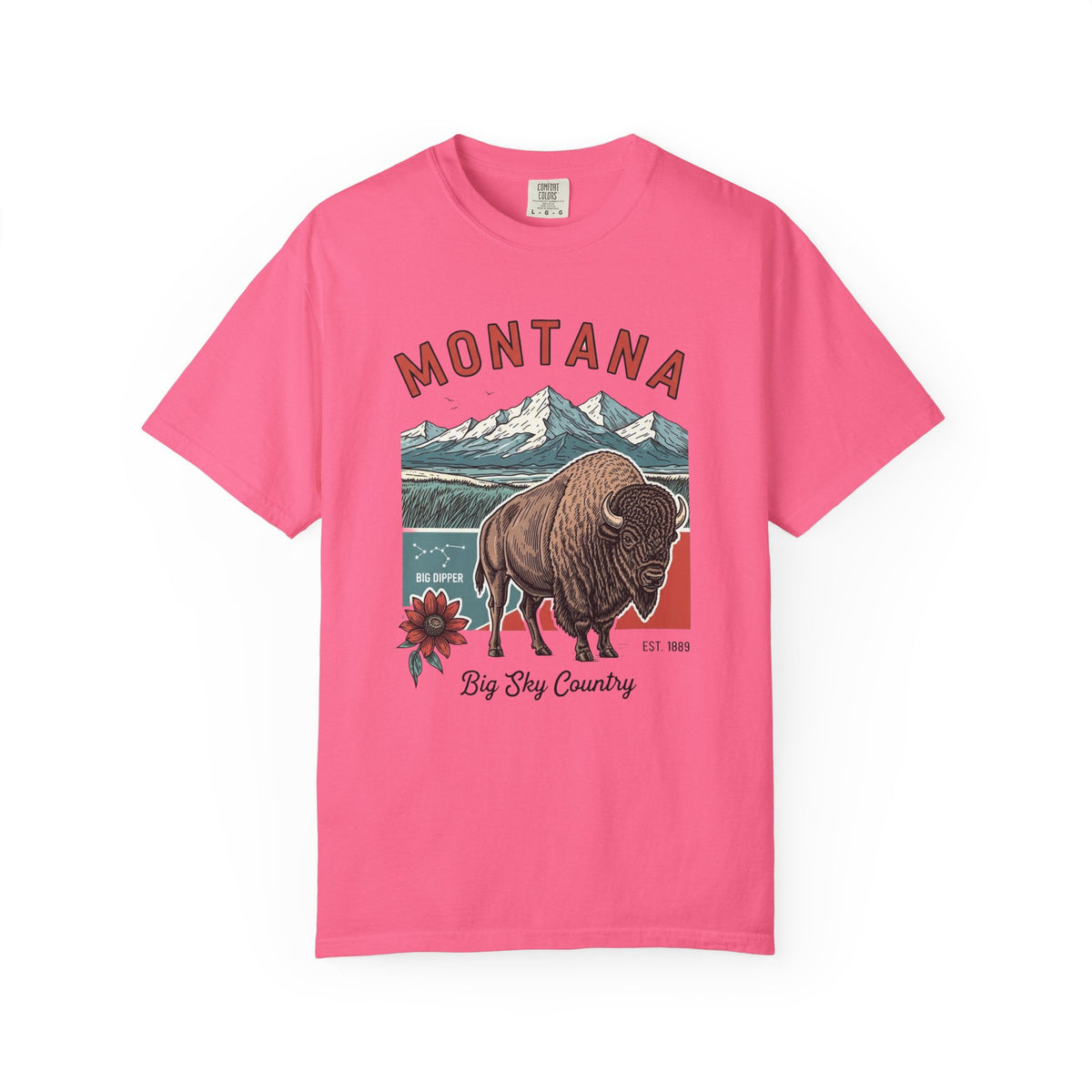 Montana Graphic Unisex Heavyweight Garment-Dyed Travel Tourist Graphic Gift Tee 100 Cotton Comfort Colors T-Shirt