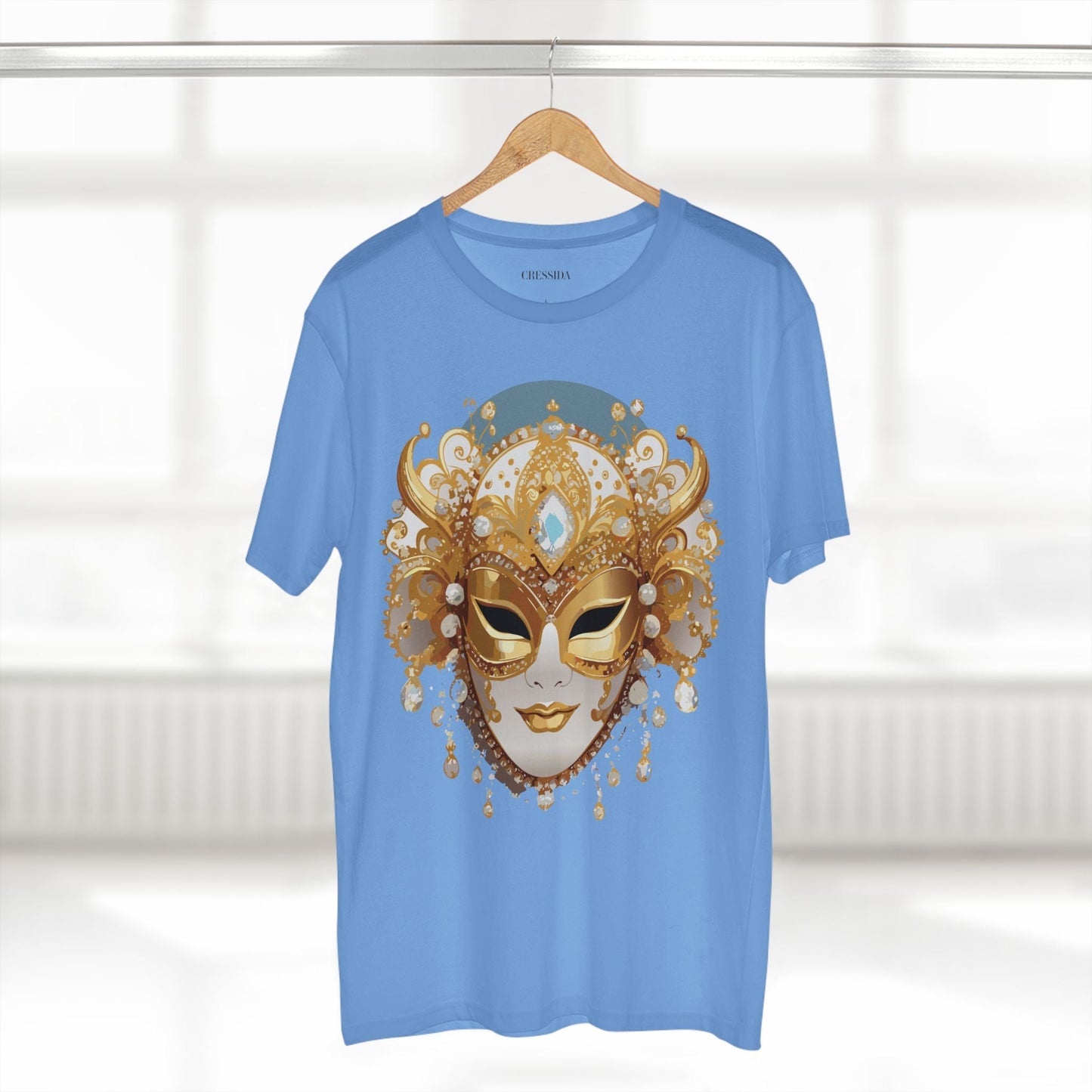 Carnival Mask Graphic T-Shirt Unisex 100 Cotton With Antique Gold Art Design Tee 17