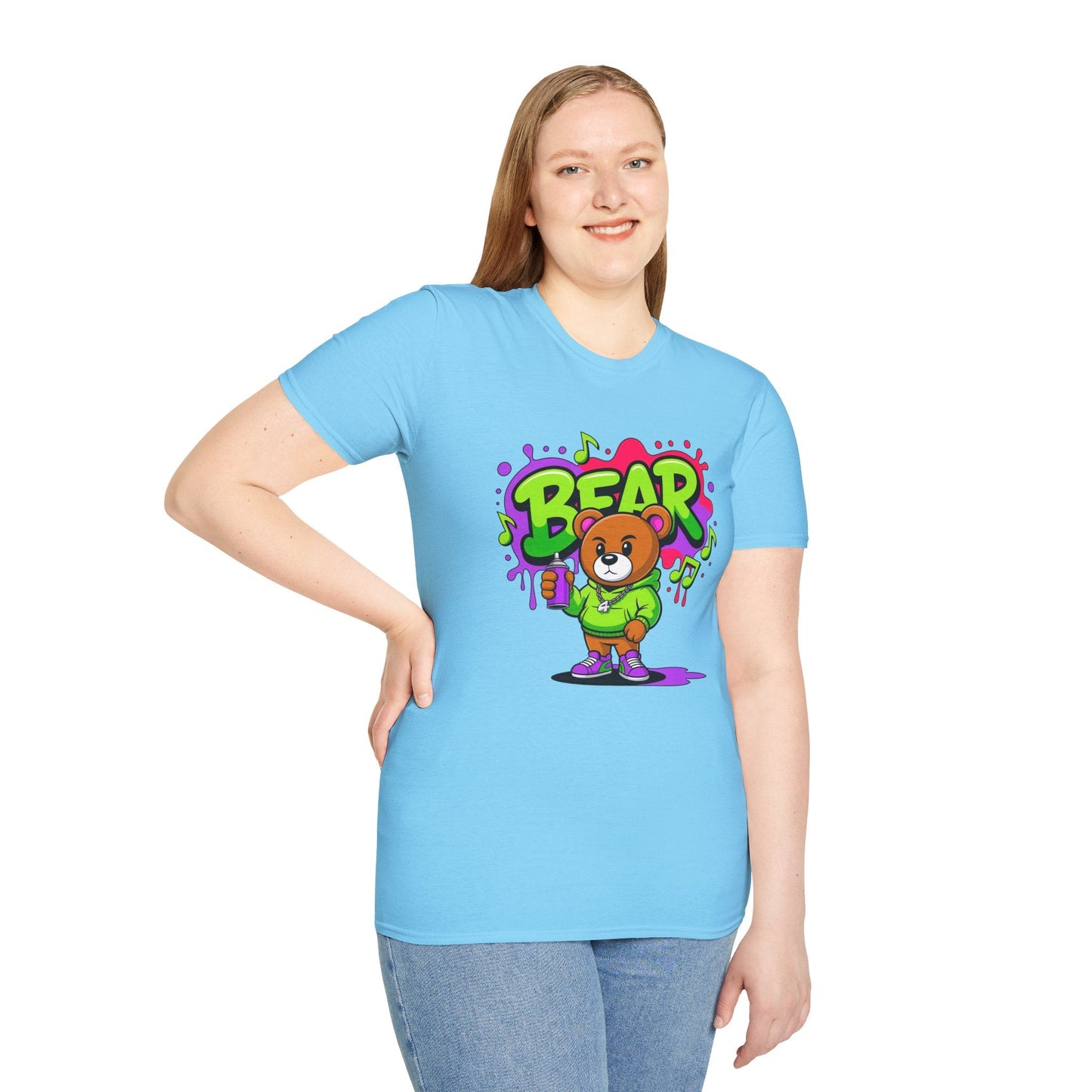 Cartoon T Shirt With Animation Funny Animals Tee Gildan Softstyle 64000 100 Percent Ring Spun Cotton