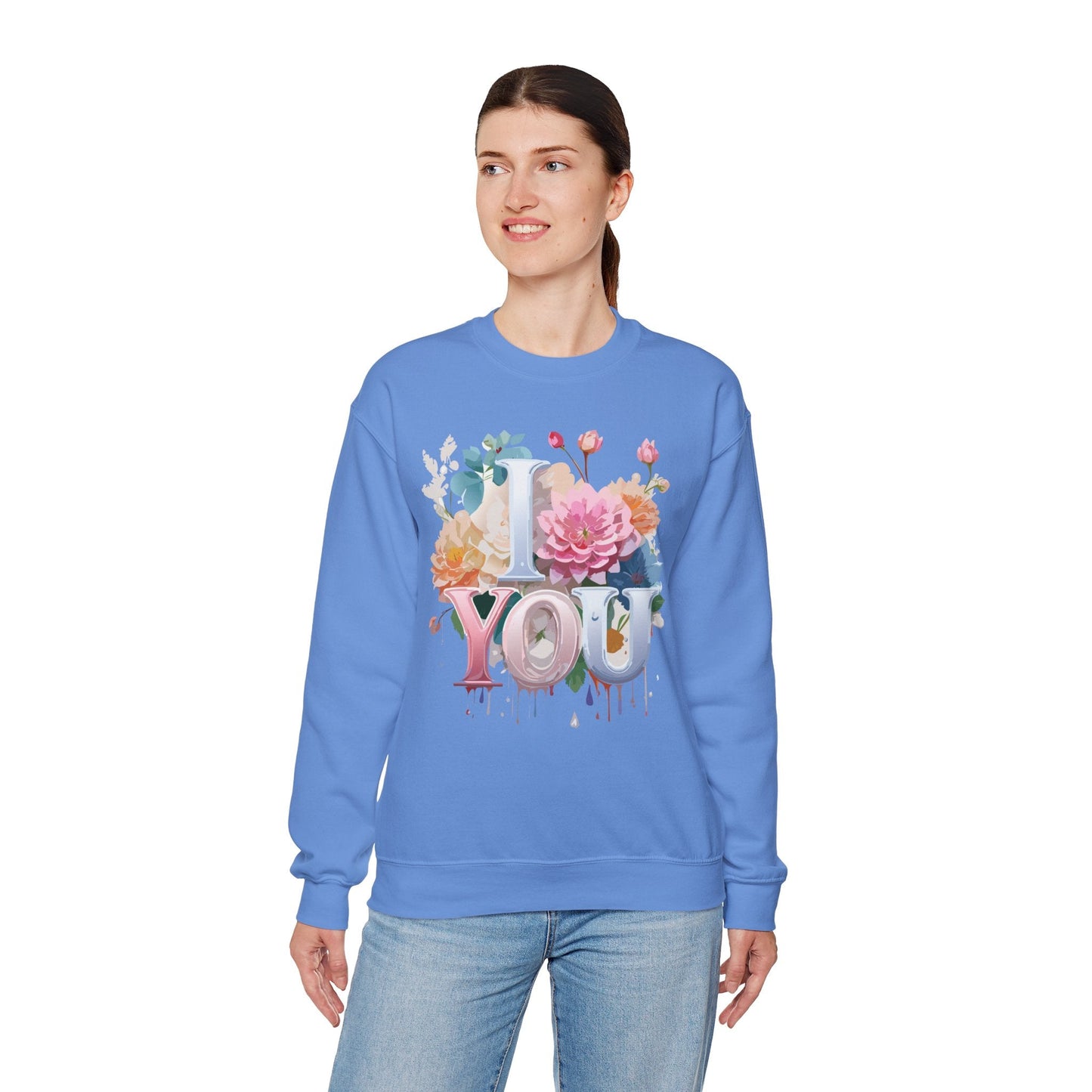 Floral Love Sweatshirt Valentines Day Unisex Crewneck Cozy Flower Design For All Season Wear