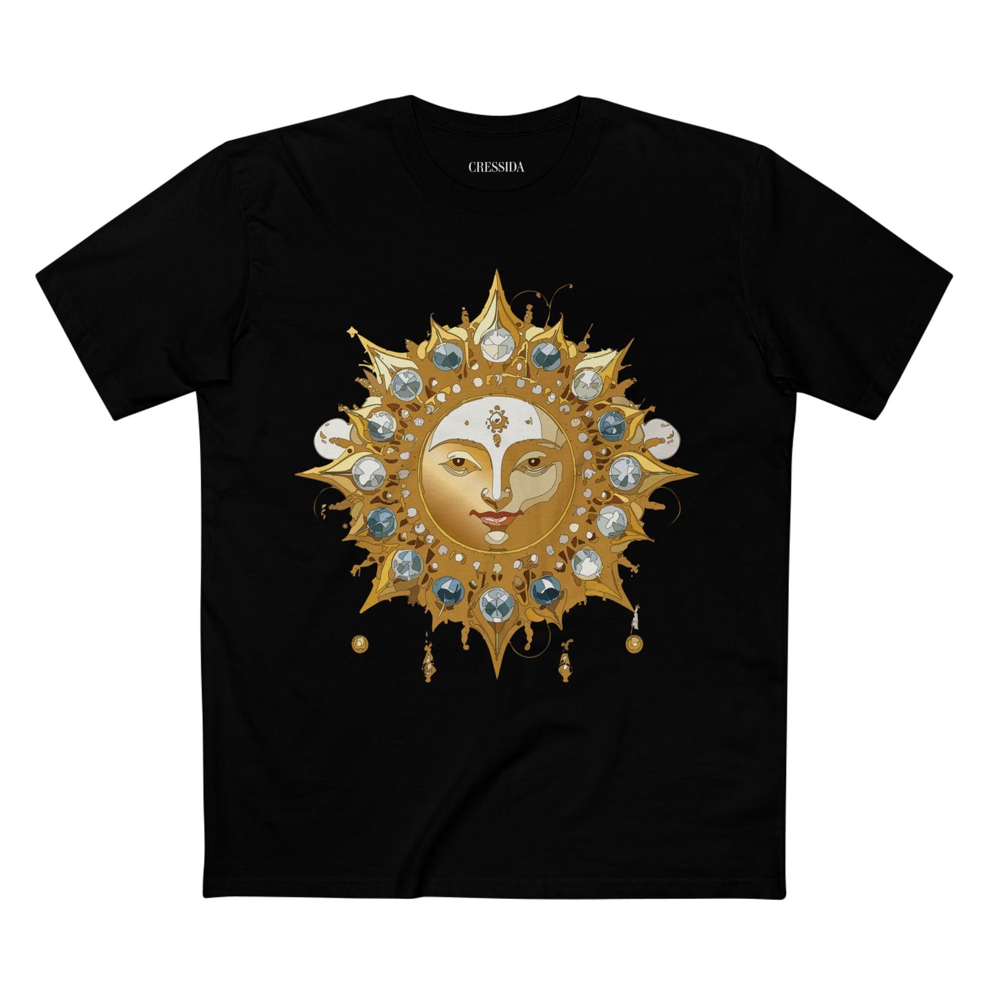 Gold Sun Graphic Unisex 100 Cotton T-Shirt with Golden Art Design 1