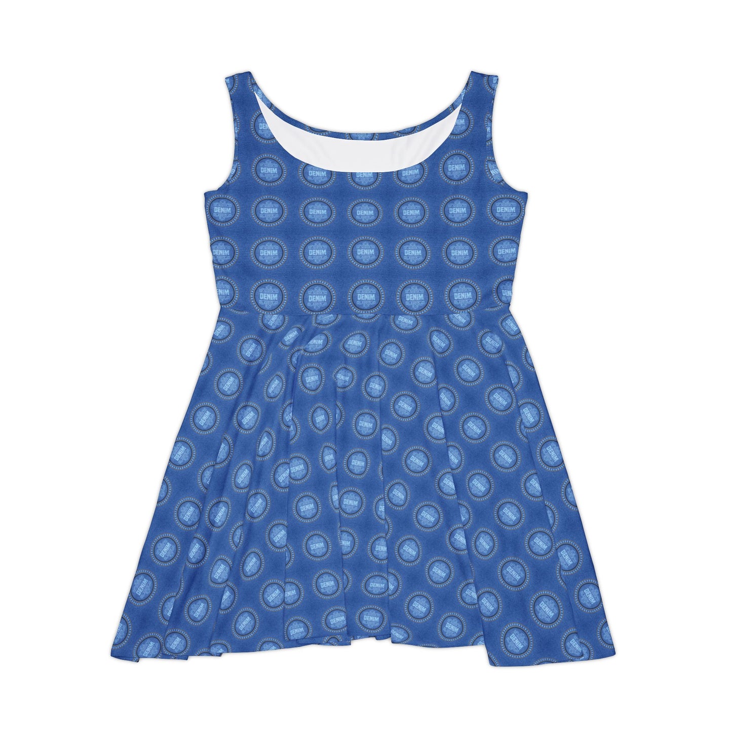 Women Denim Print Skater Dress, Denim Print Poly-Span Dress - 21-2