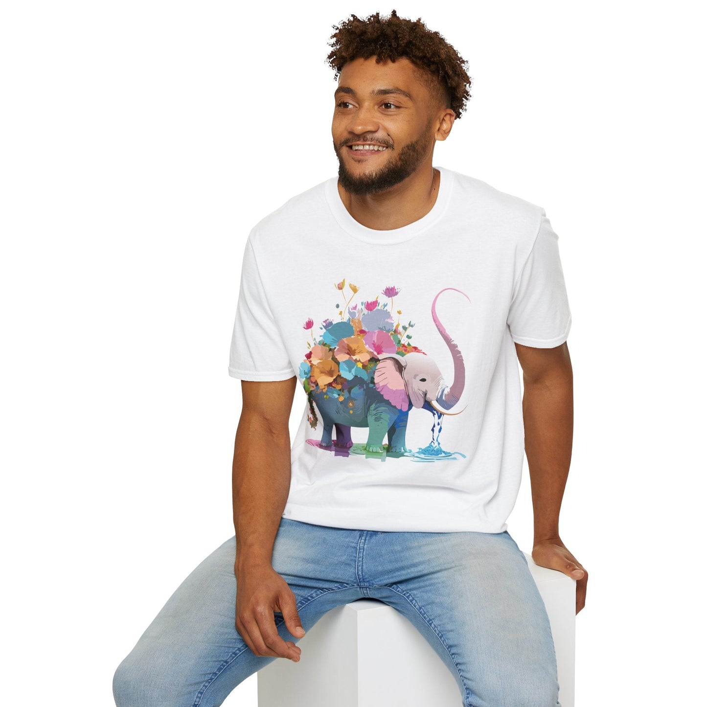 Elephant T Shirt Unisex Softstyle Cotton Tee With Animated Elephant Design Premium Comfort
