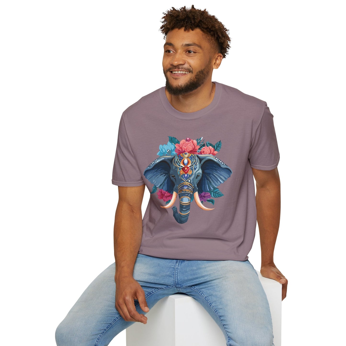 Elephant T Shirt Unisex Softstyle Tee Gildan 64000 100 Percent Ring Spun Cotton Fabric