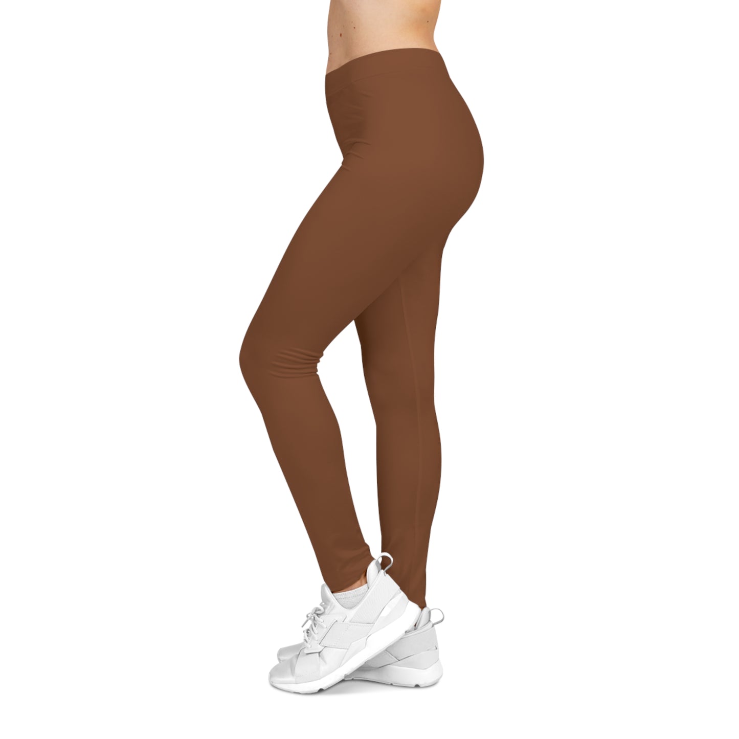 Saddle Brown Color Women's Poly-Span Casual Leggings XS-2XL