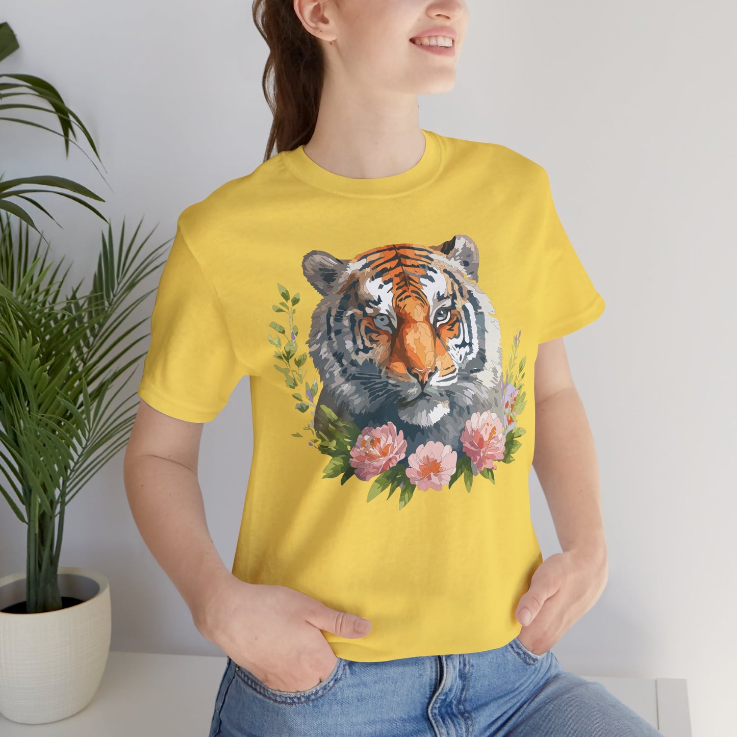 Floral Tiger Shirt, Animal Shirt, Tiger Tee, Unisex Tee, Floral T-shirt, T-Shirt with Animal