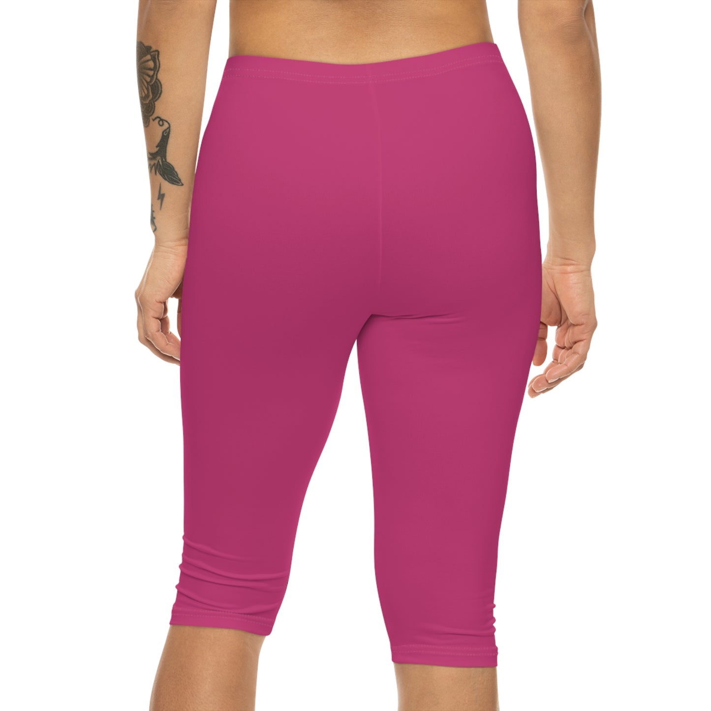 Rose Punch Color Women's Brushed Suede Poly Span Casual Capri Leggings XS-2XL