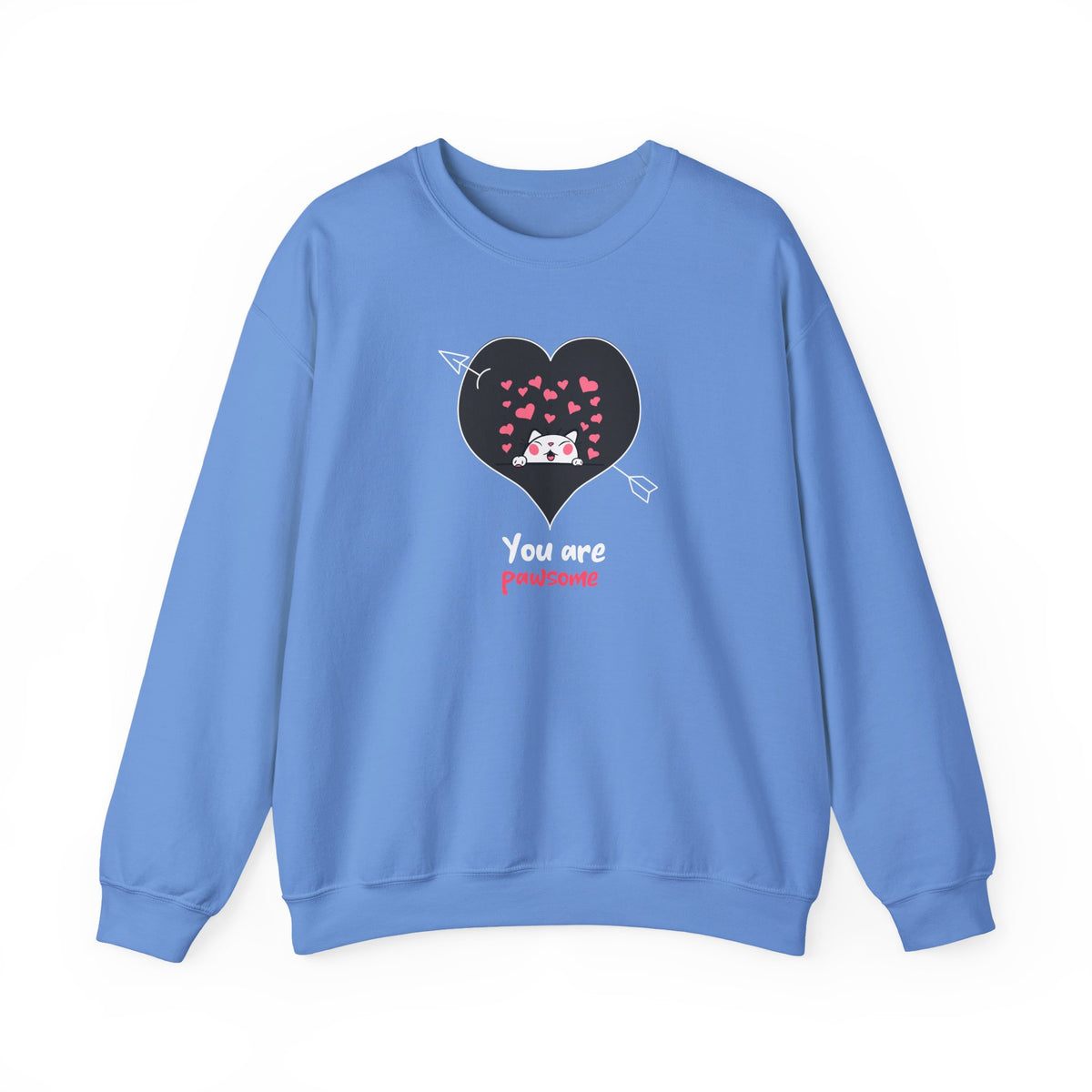 Cat Graphic Valentine's Day Sweatshirt Unisex 50/50 Cotton-Poly Animal Sweatshirt w17