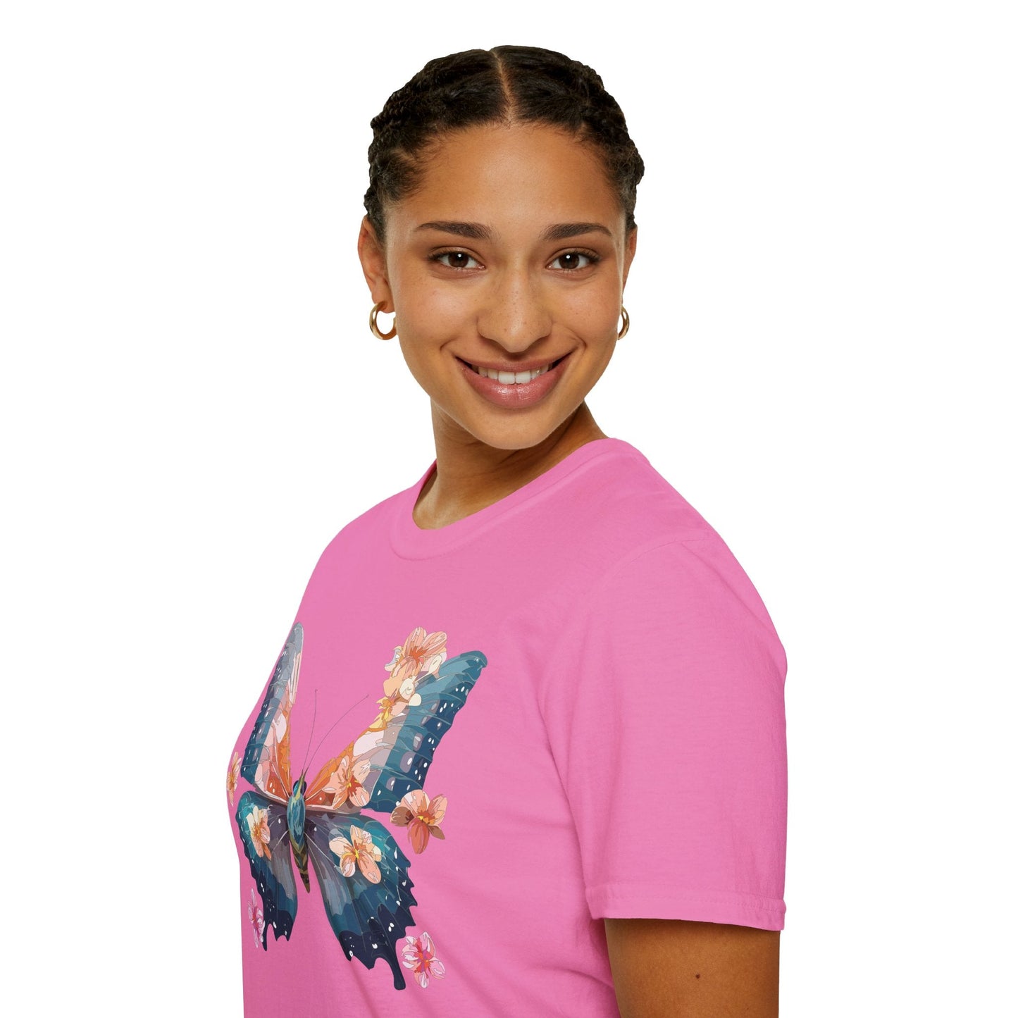 Butterfly Shirt Unisex T Shirt Monarch Print Gildan Softstyle 64000 Ring Spun Cotton Tee