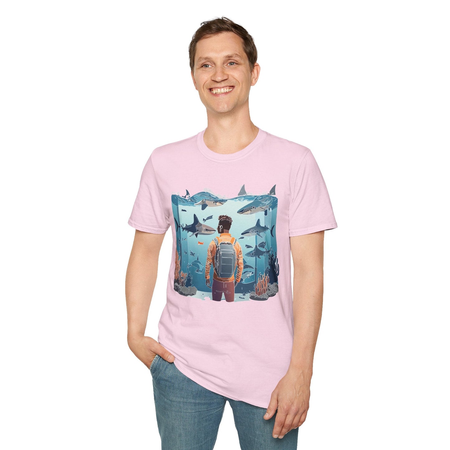Ocean Themed Unisex Short Sleeve Tee Gildan Softstyle 64000 Ocean Inspired Art Design