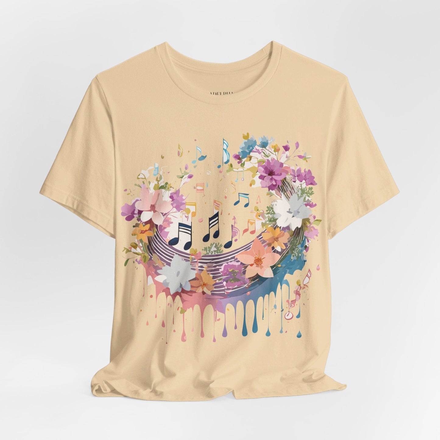Music Graphic Unisex 100 Cotton Vintage Art with Musical Elements Tee 114
