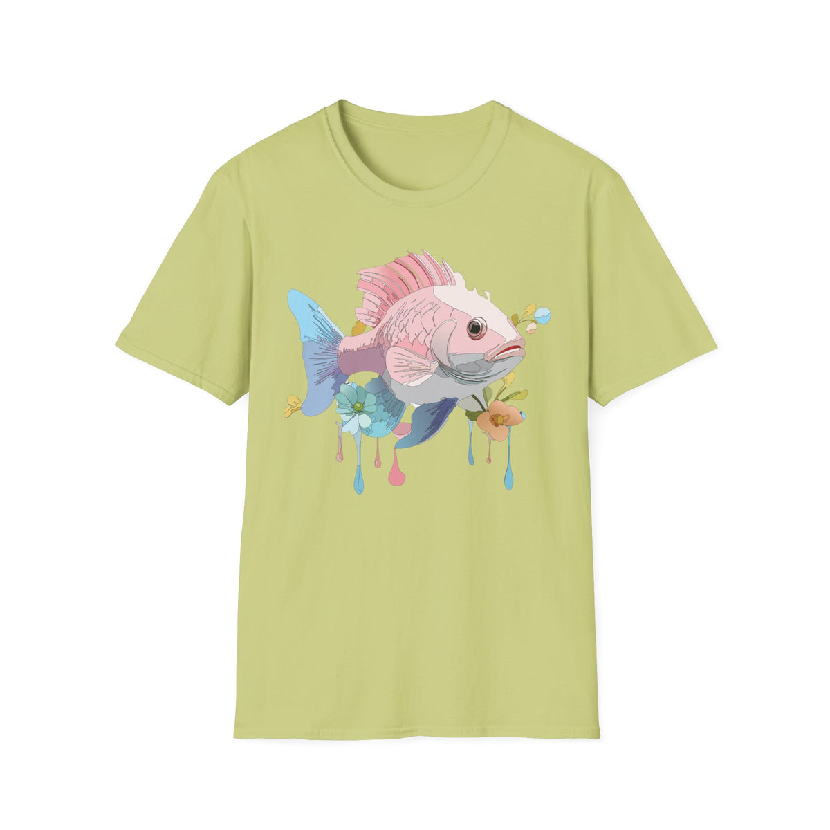 Pastel Fish Illustration T-Shirt | Pink Blue Tropical Fish Art