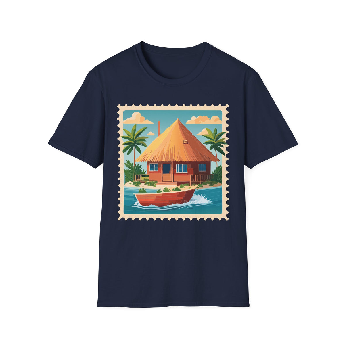 Tropical Tiki Hut T-Shirt | Beach House Palm Tree Illustration