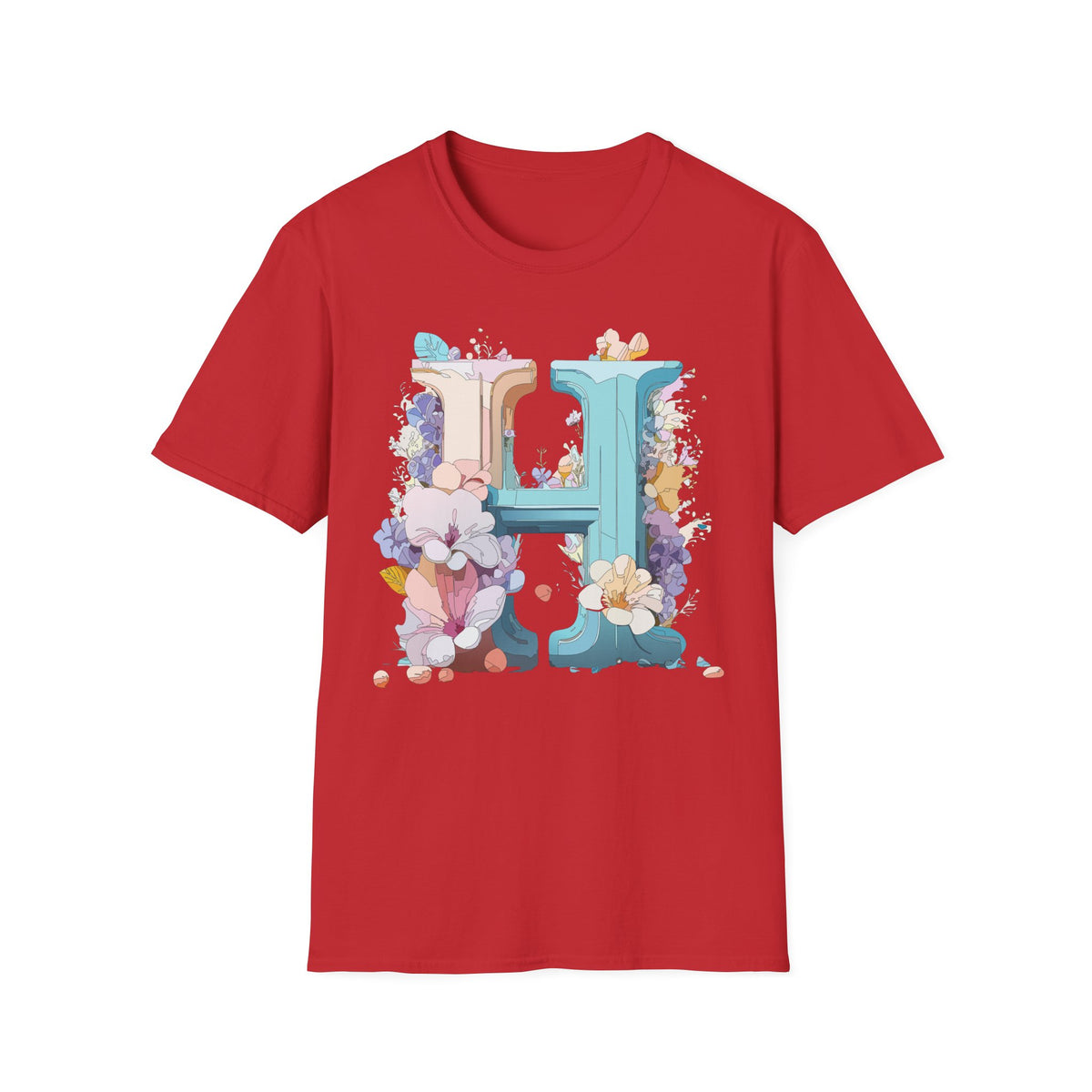 Floral H Monogram T-Shirt | Letter H Floral Initial Tee