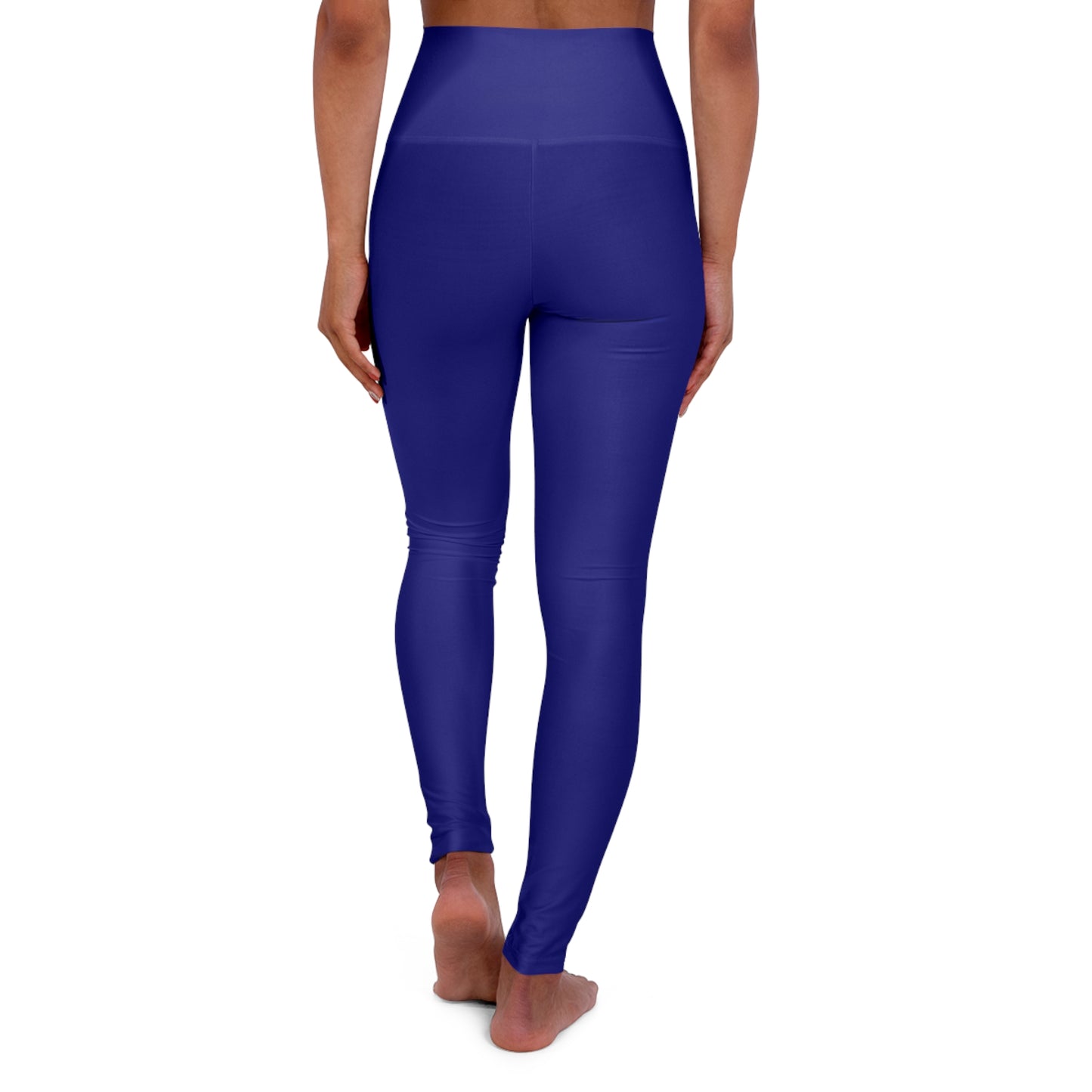 High-Waist Navy Blue Yoga Leggings Women's Seamless Poly-Span Solid Royal Blue Stretchy Pants