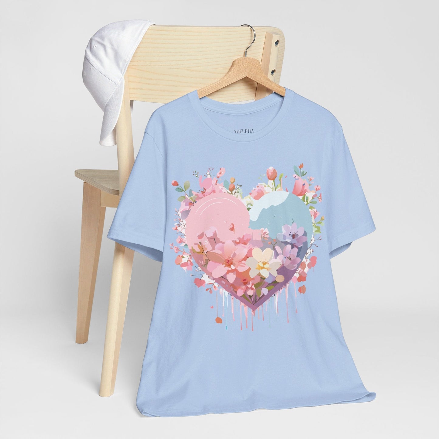 Valentine Day Graphic Unisex 100 Cotton Vintage Artwork with Love and Flower Design Tee 31