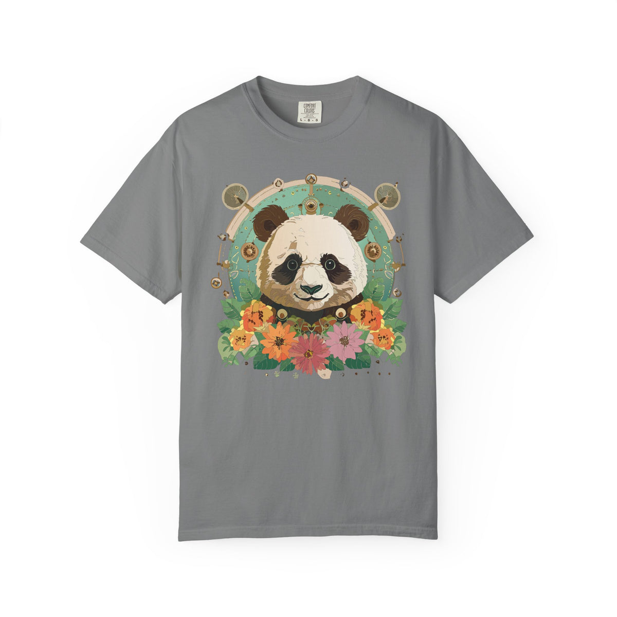 Panda Portrait T-Shirt Unisex Cotton Floral Chinese Graphic Circle Animal Art Tee p3