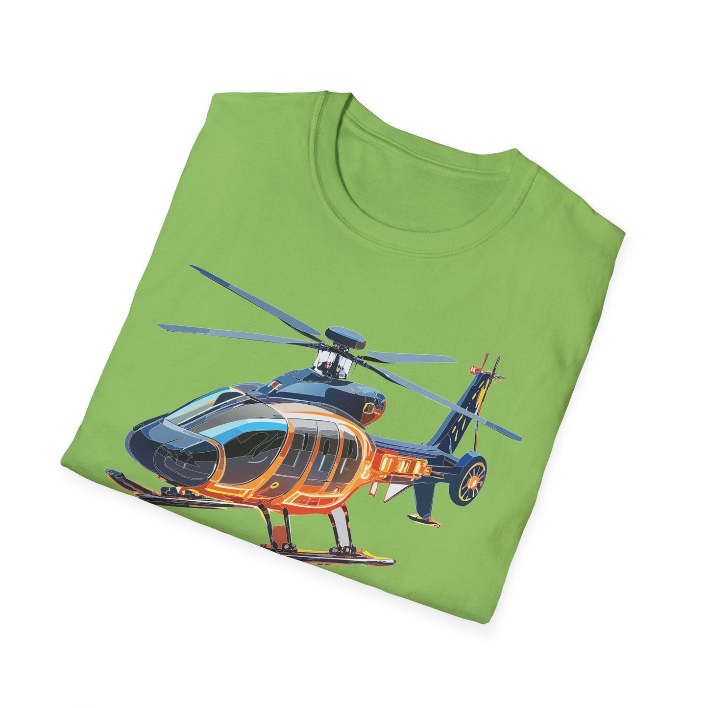 Unisex Helicopter Graphic T Shirt Softstyle 64000 Short Sleeve Chopper Tee For Everyday Comfort