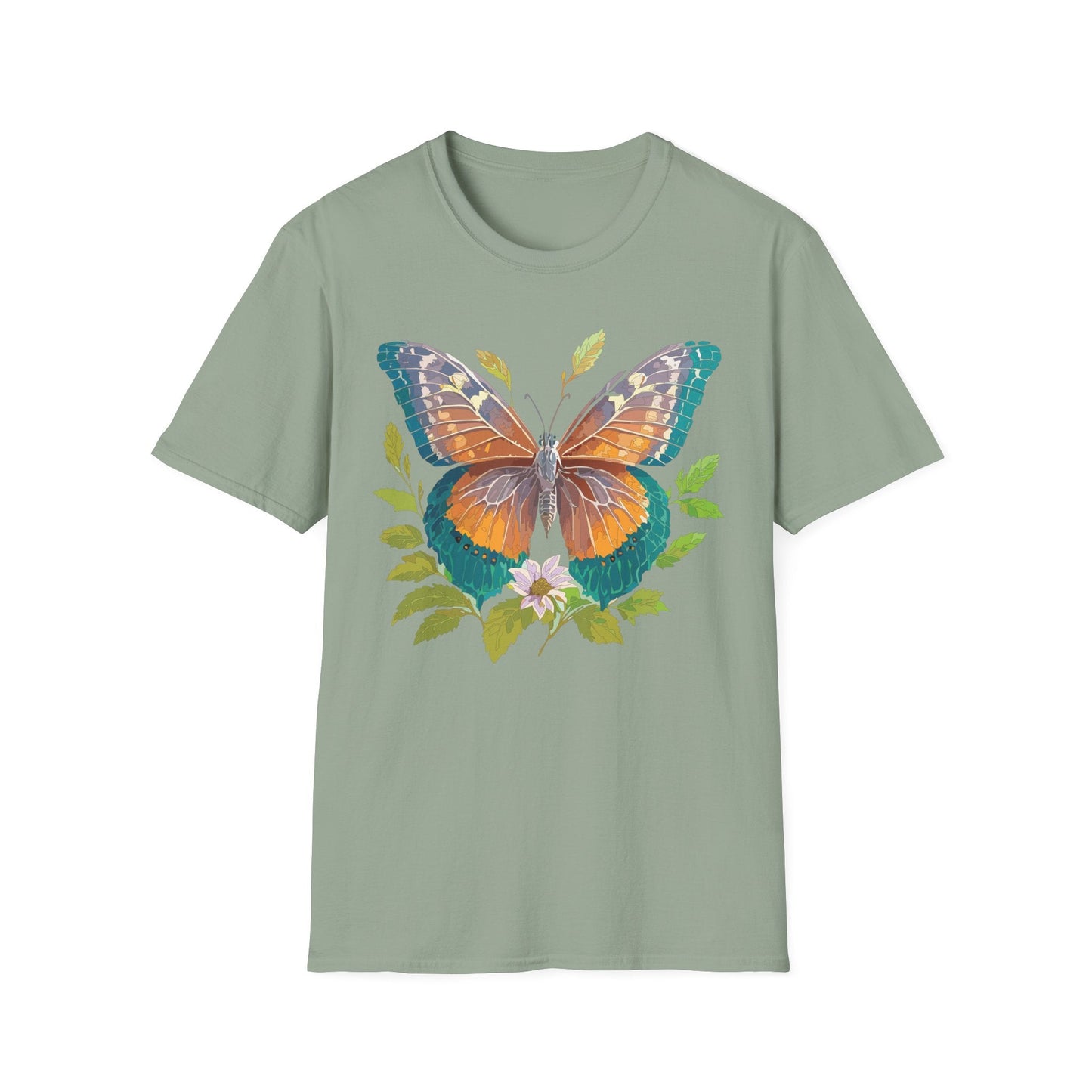 Unisex Butterfly Shirt With Monarch Design Cotton Tee Gildan 64000 Softstyle Comfort