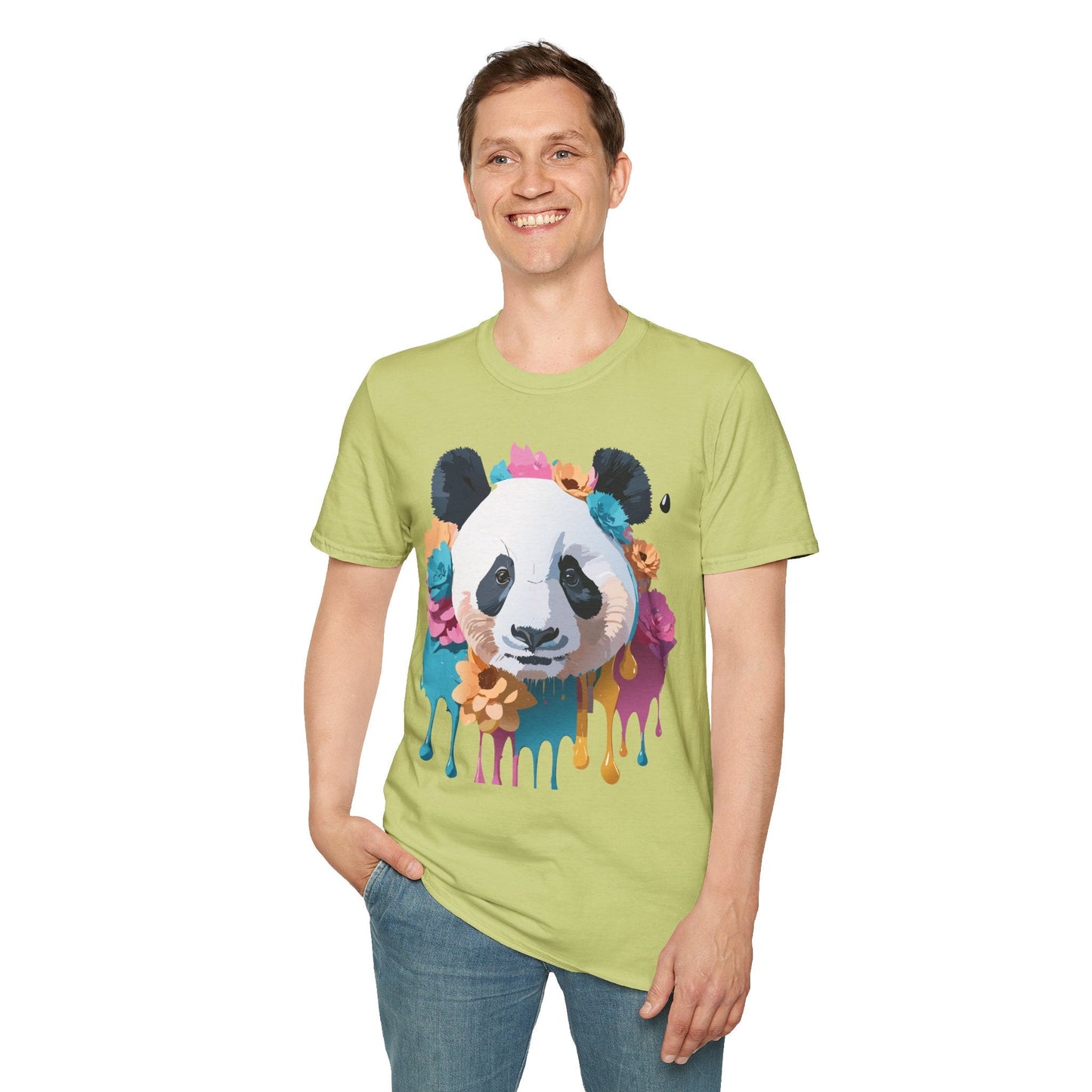 Unisex Panda Shirt Softstyle Cotton Tee For Everyday Wear With Cute Animal Print