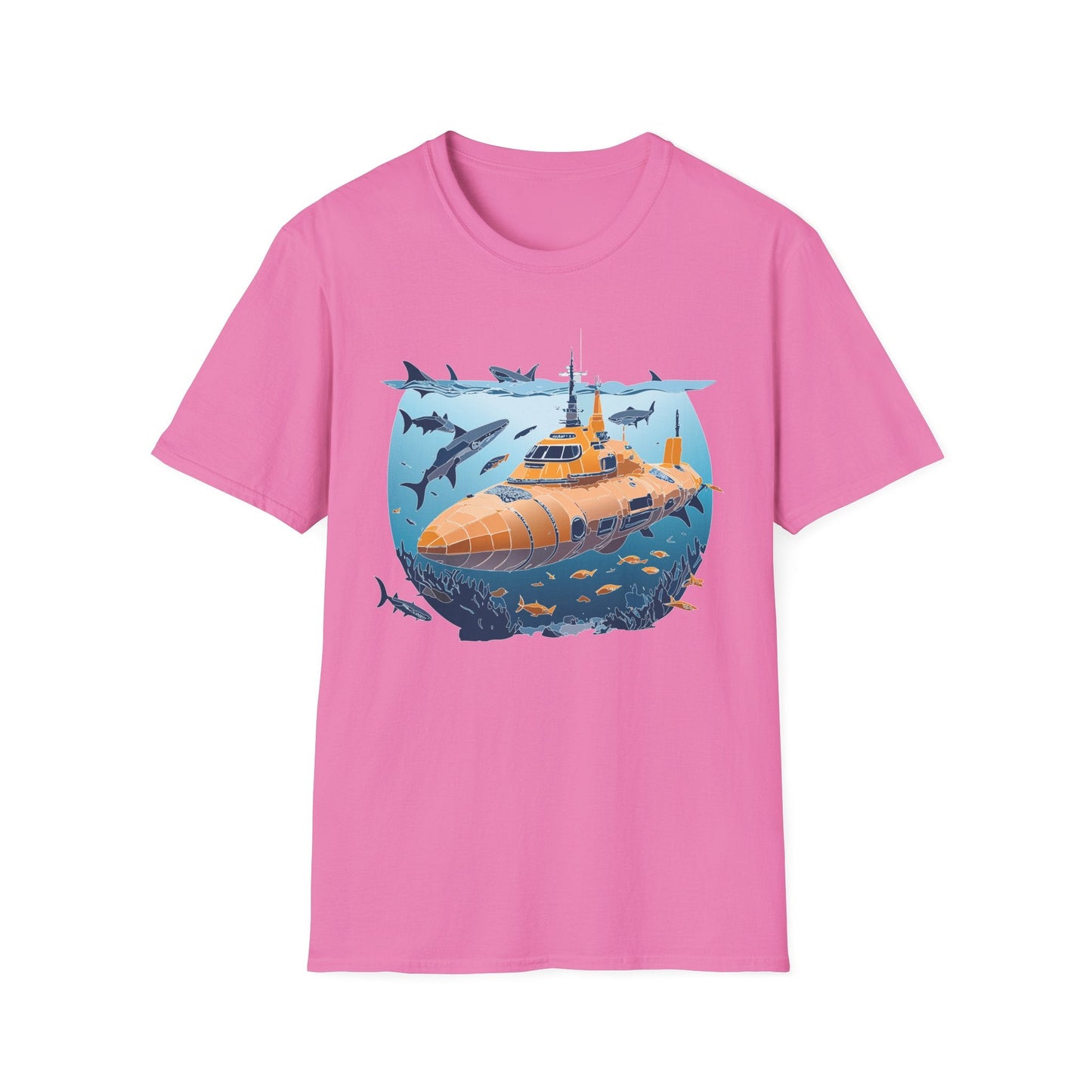Ocean Graphic Tee Shirt Unisex Softstyle 64000 Gildan Lightweight Breathable Ocean Design U Boat
