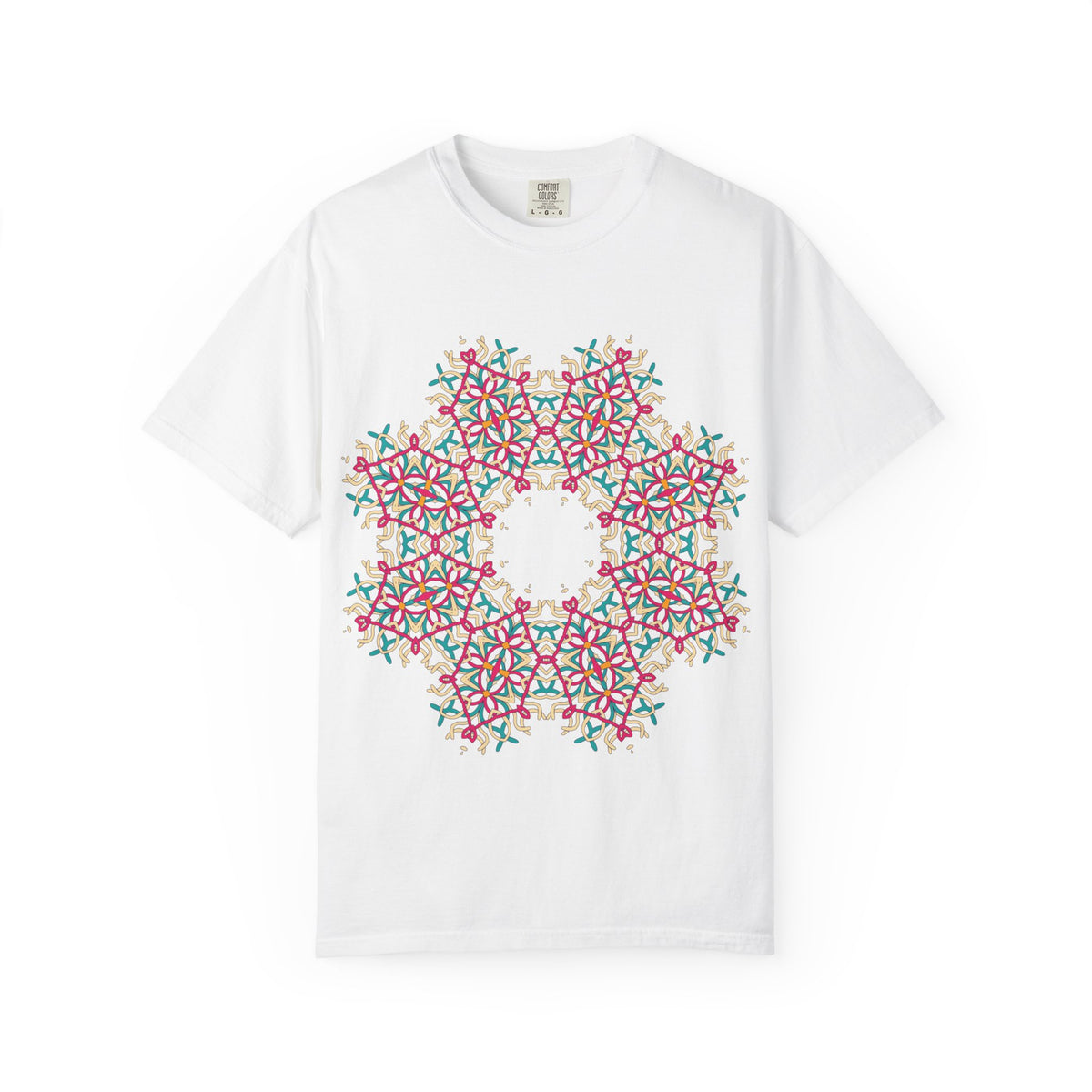 Unisex Garment Dyed Cotton T-Shirt with Mandala Graphic Design